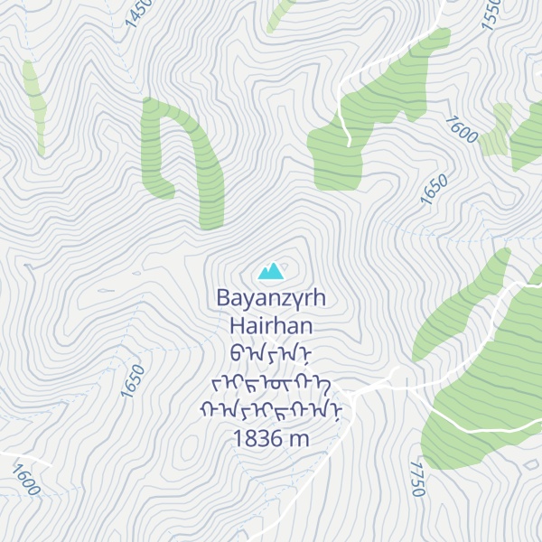 Map of Bayanzүrh Hairhan ᠪᠠᠶᠠᠨ ᠵᠢᠷᠦᠬᠡ ᠬᠠᠶᠢᠷᠬᠠᠨ