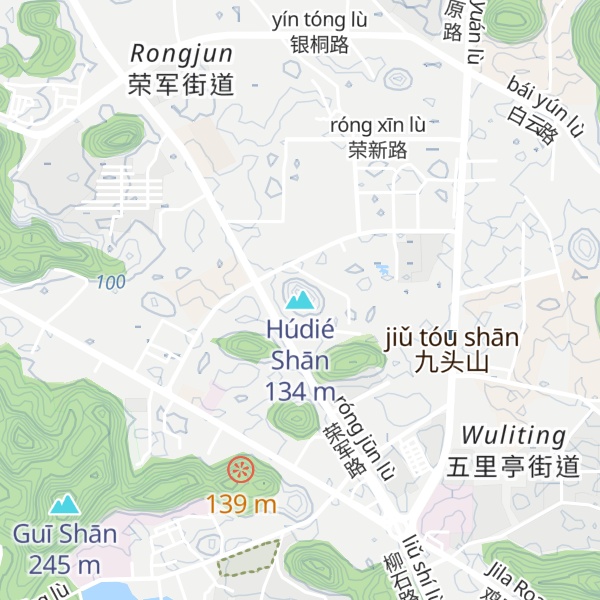 Map of Húdié Shān