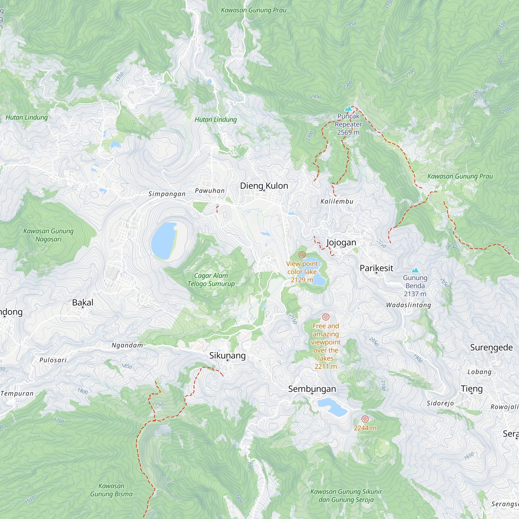 Pos Pendakian Telaga Pangonan map
