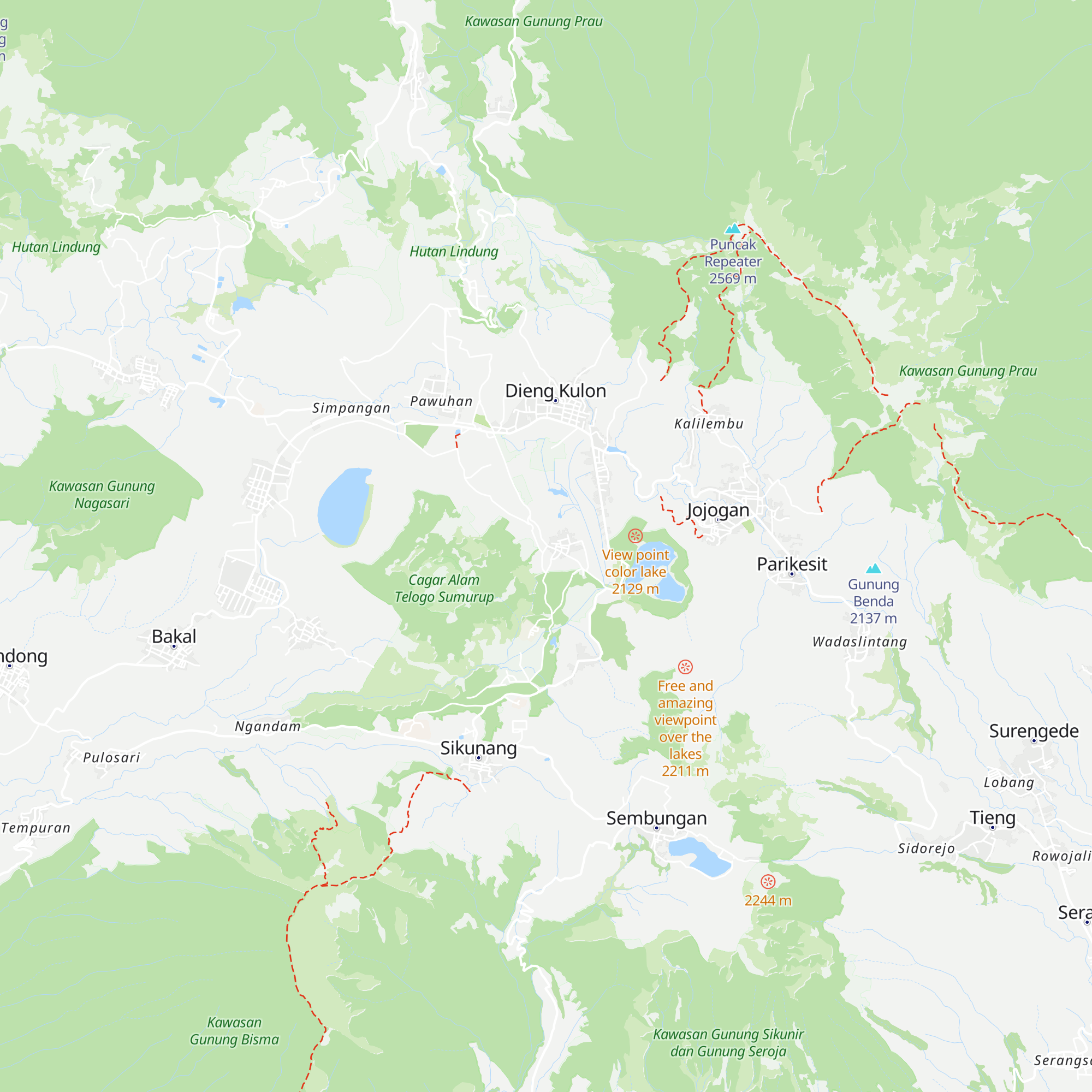 Pos Pendakian Telaga Pangonan map