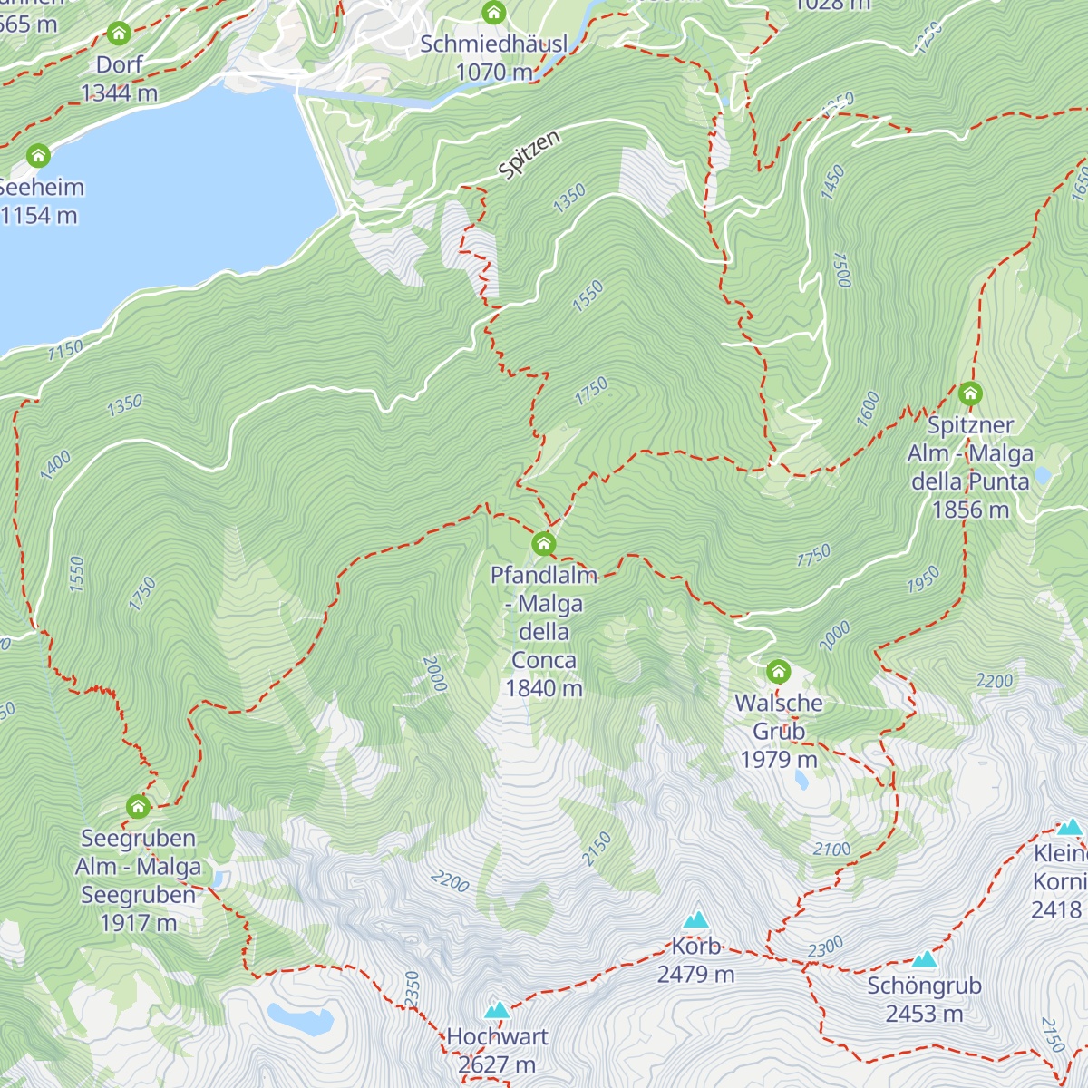 Pfandlalm - Malga della Conca map
