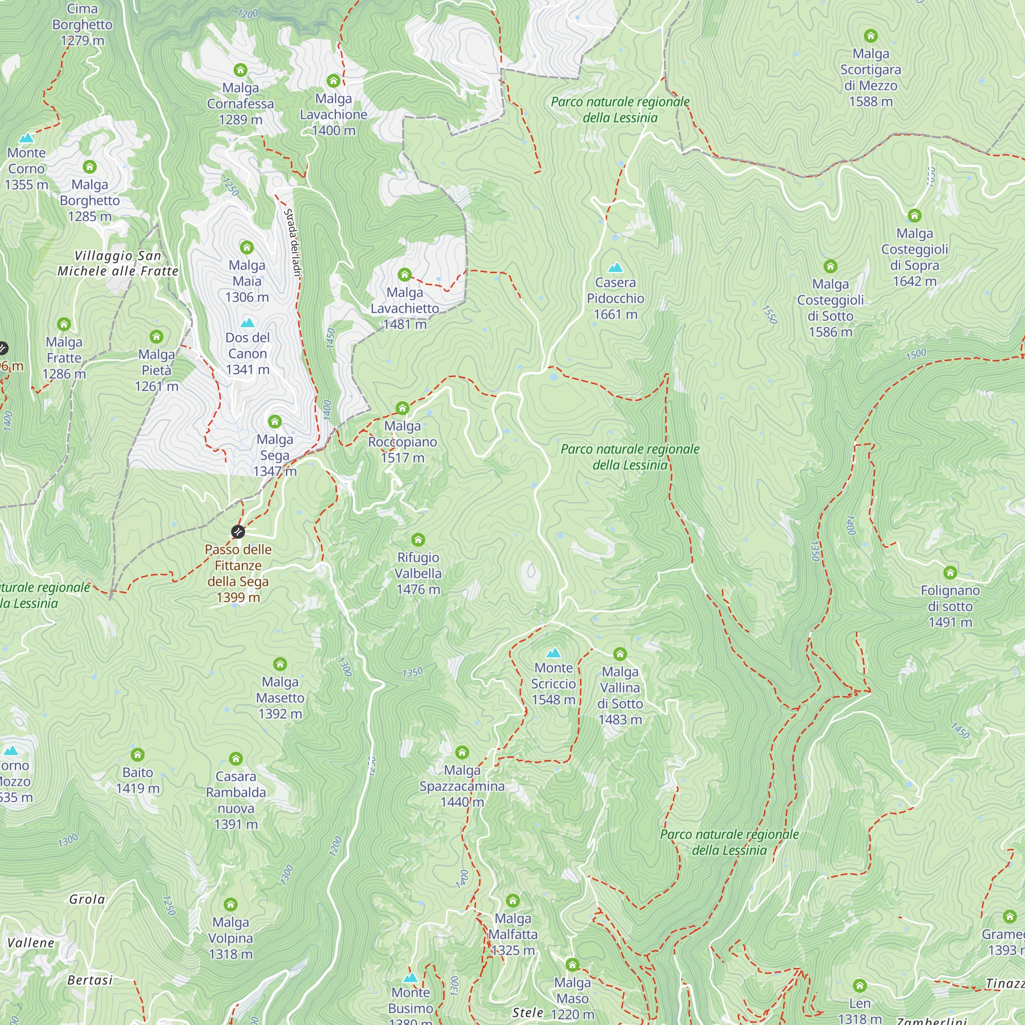 Malga Modo map