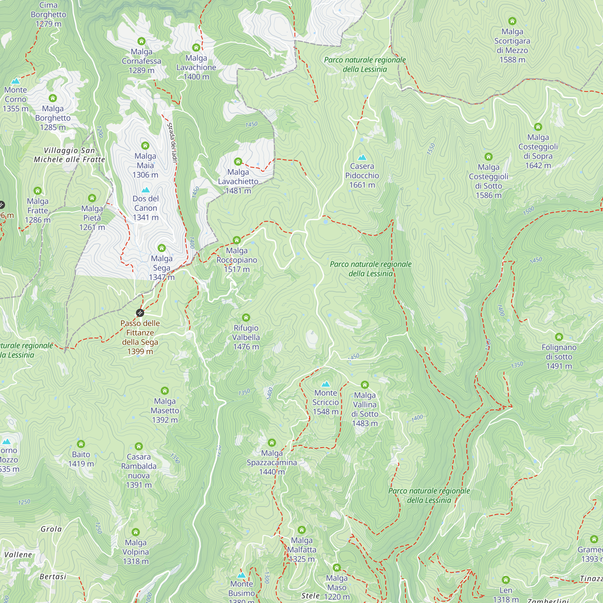 Malga Modo map