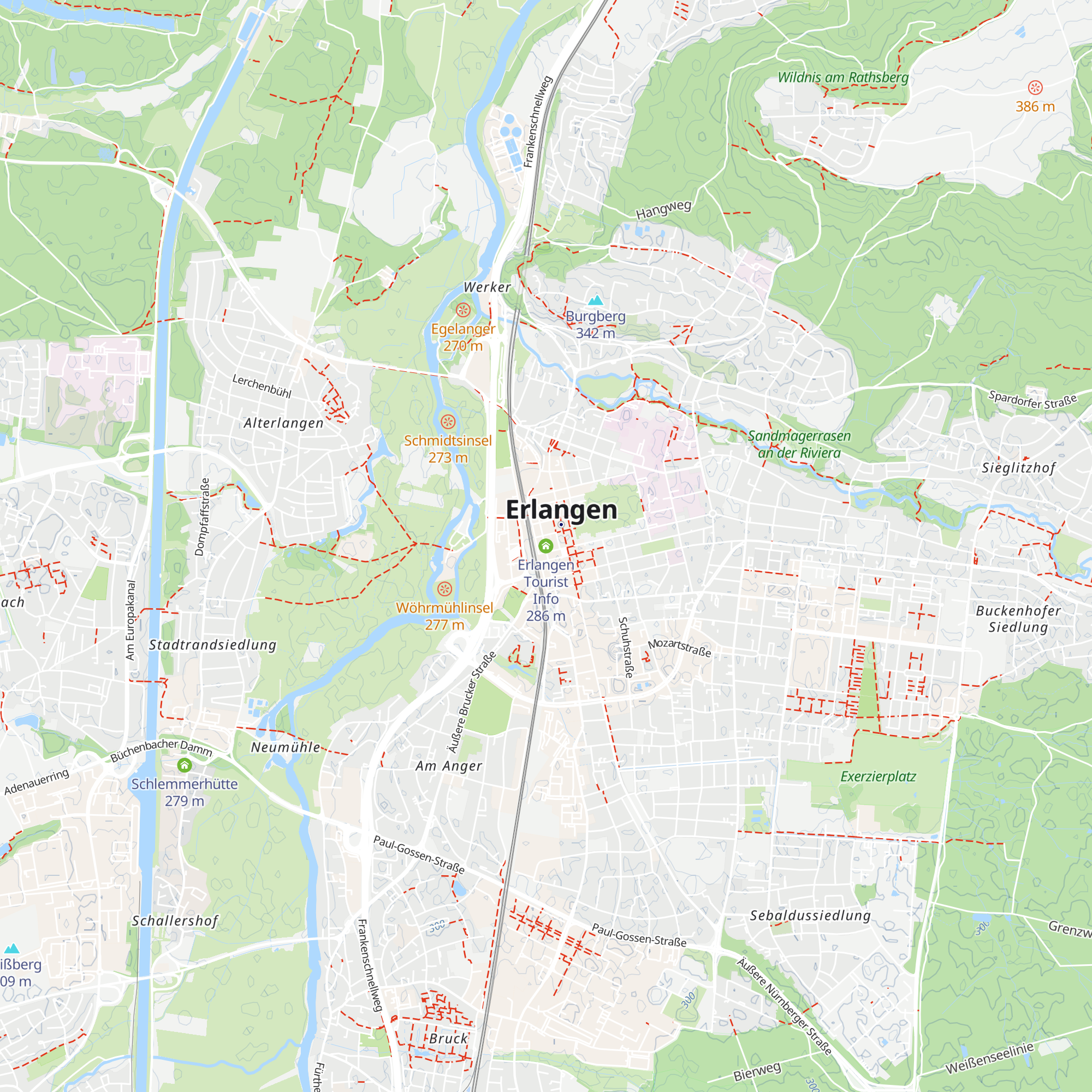 Erlangen Tourist Info map