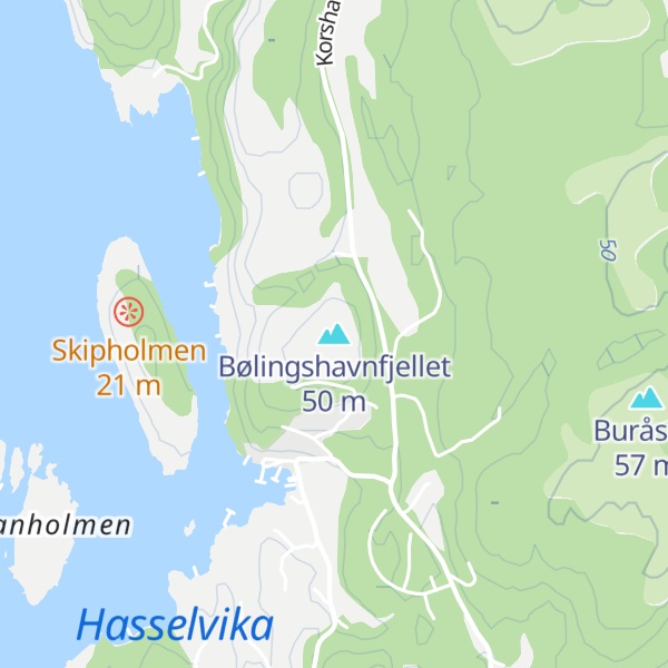 Map of Bølingshavnfjellet