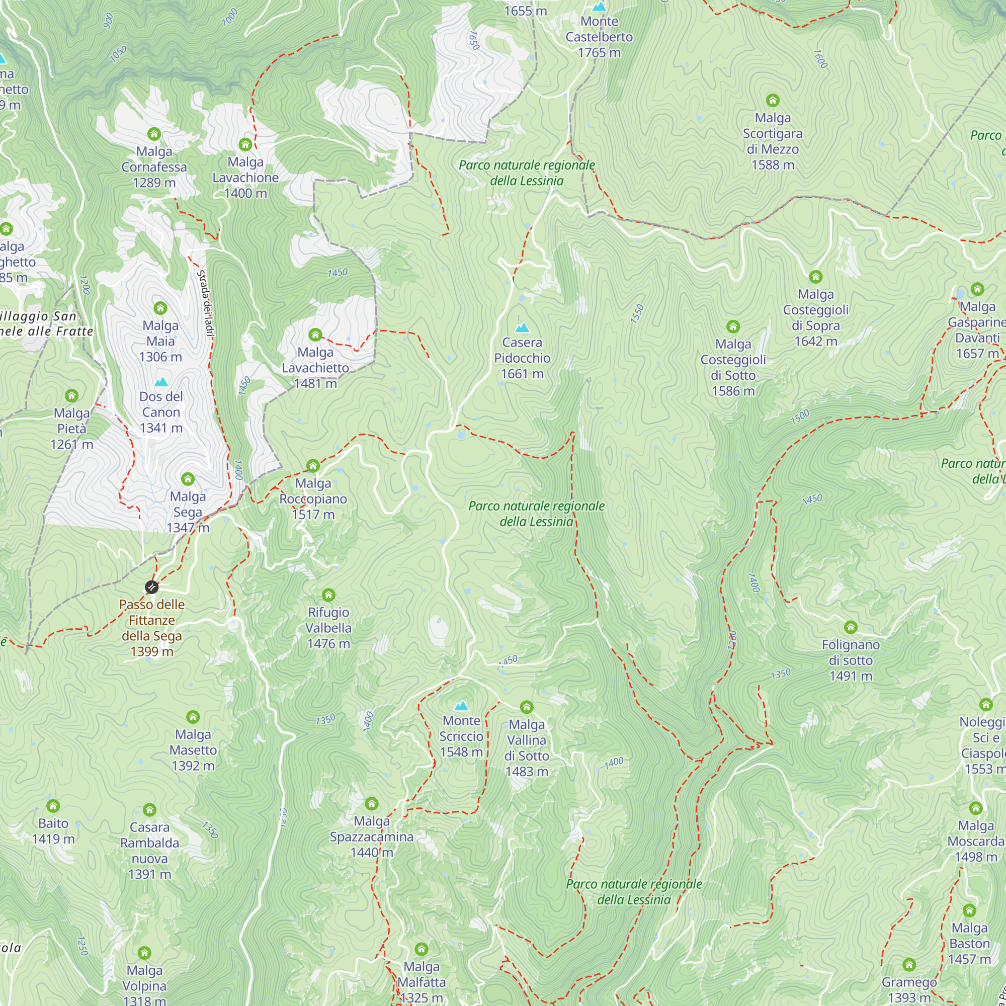 Malga Modetto map