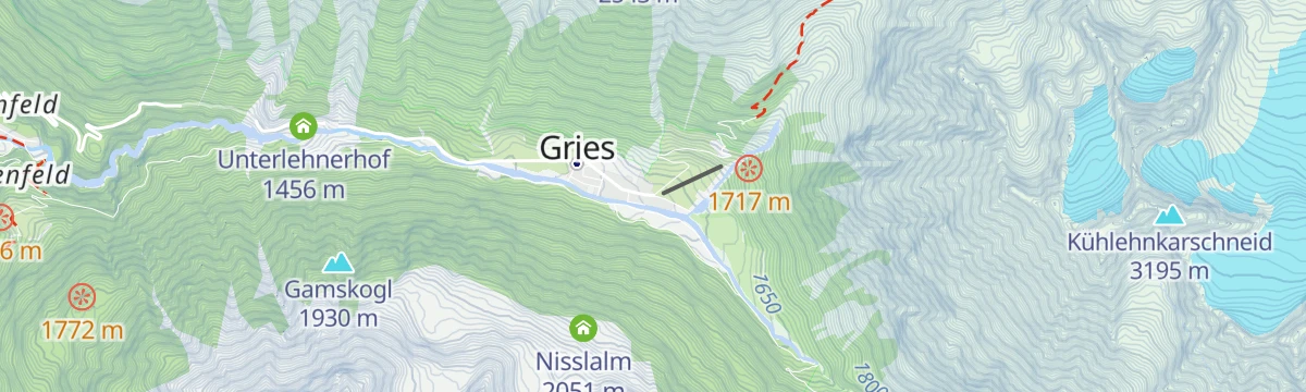 Map of the start of Gänsekragen 2914m - Längenfeld/Gries