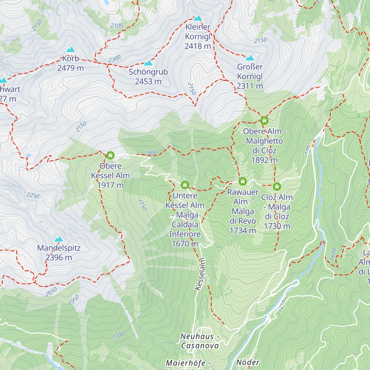Untere Kessel Alm - Malga Caldaia Inferiore map