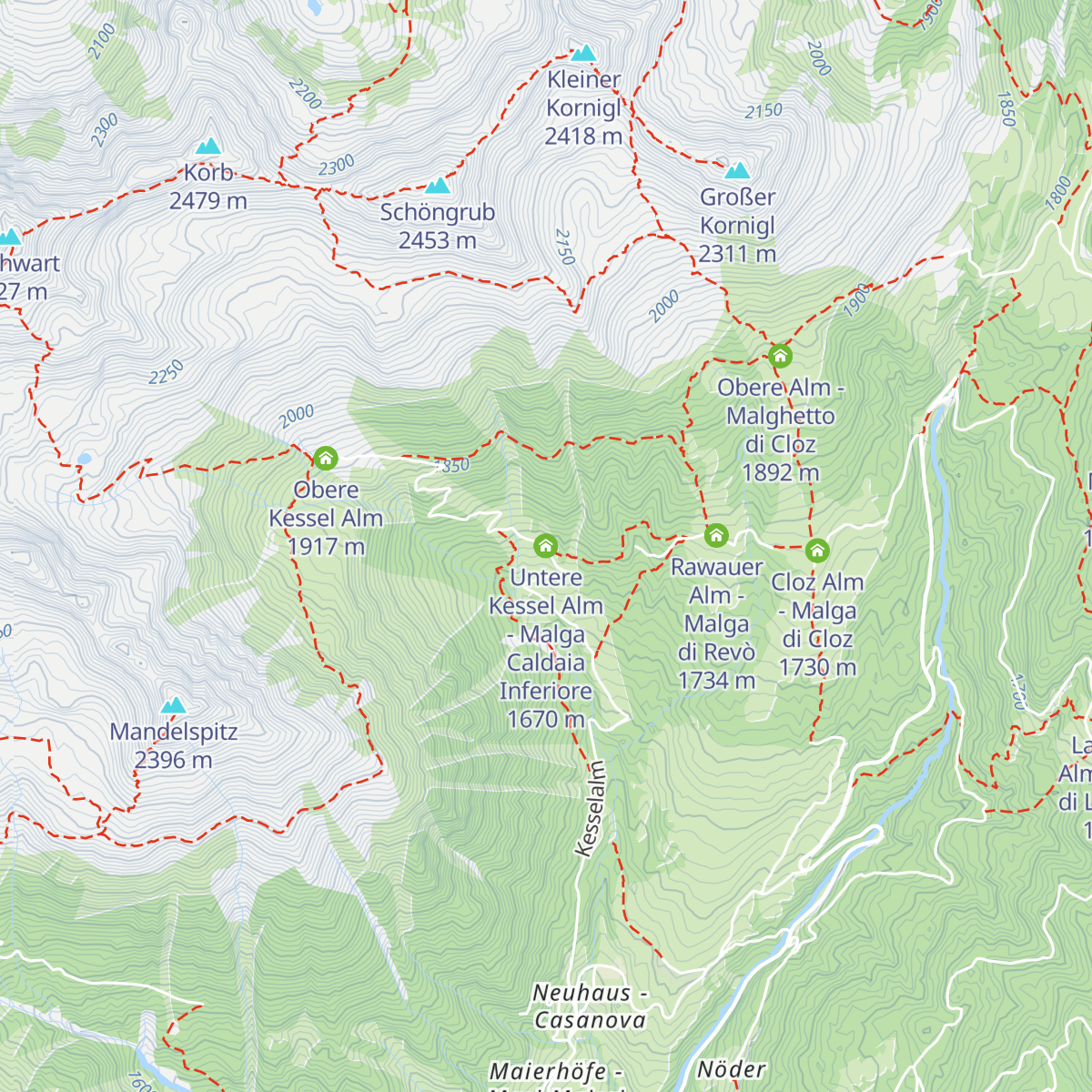 Untere Kessel Alm - Malga Caldaia Inferiore map