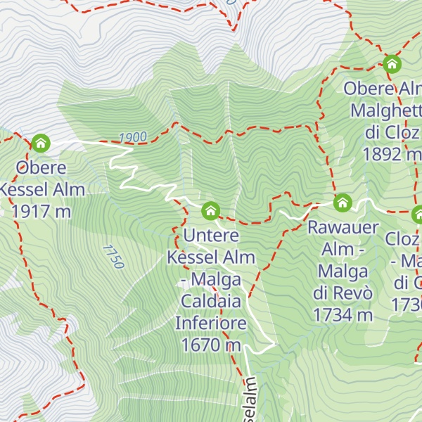 Map of Untere Kessel Alm - Malga Caldaia Inferiore