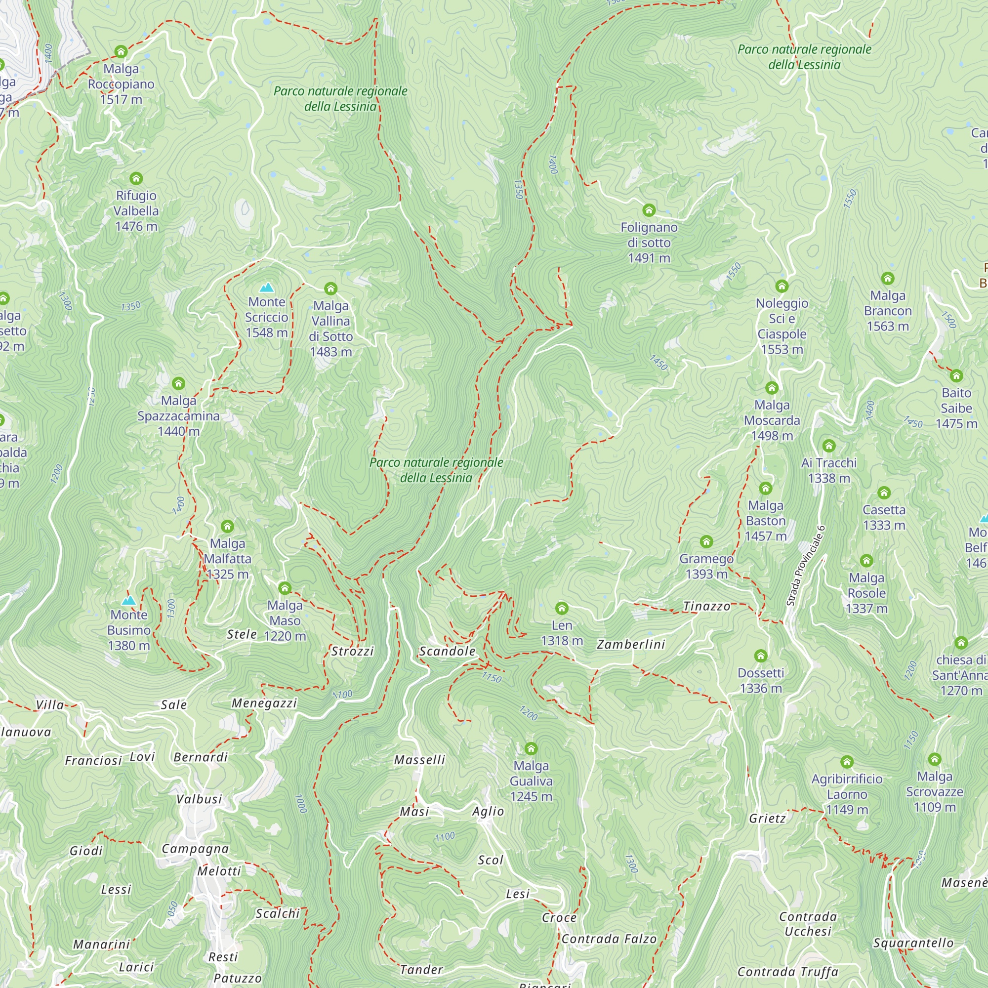 Malga Pozzette map