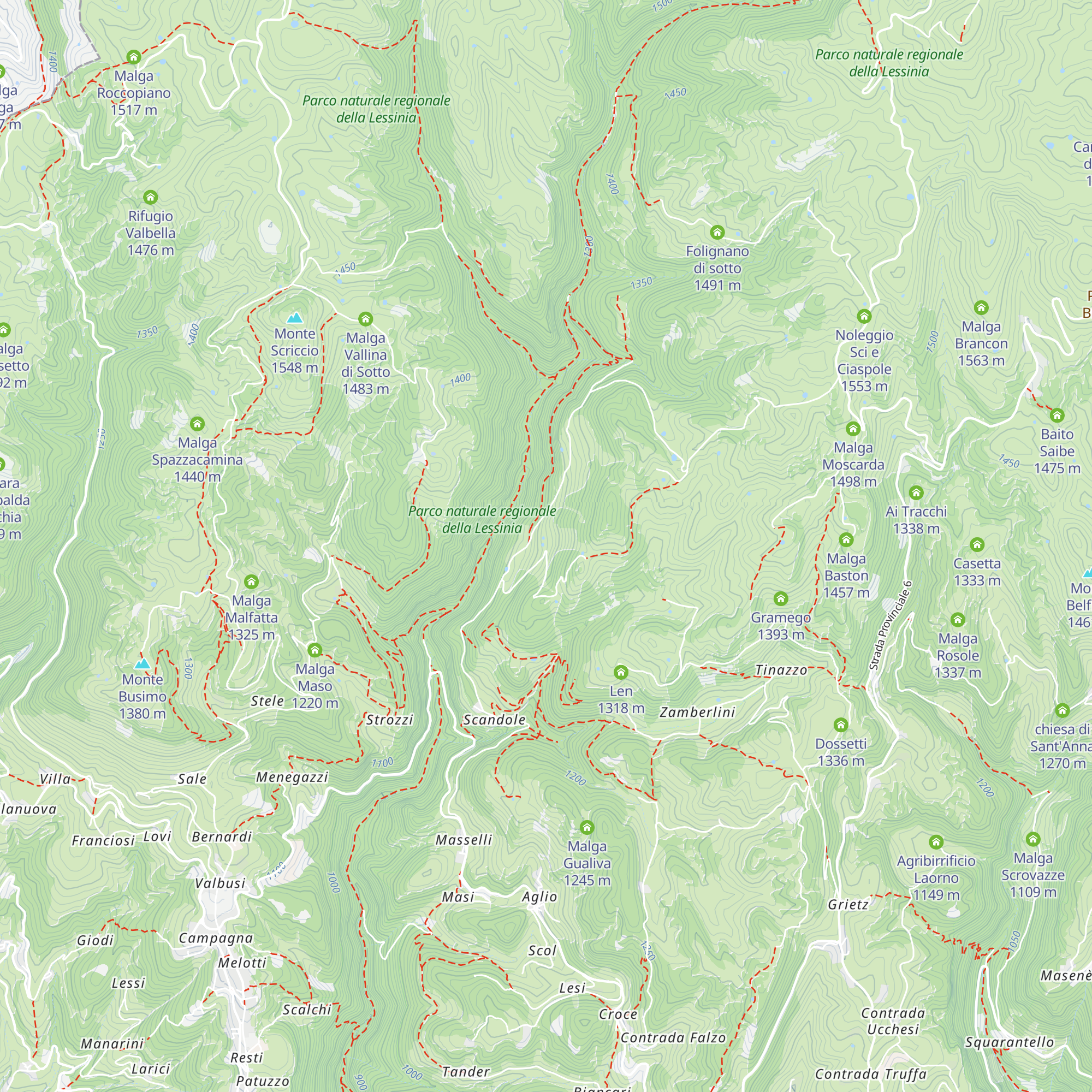 Malga Pozzette map