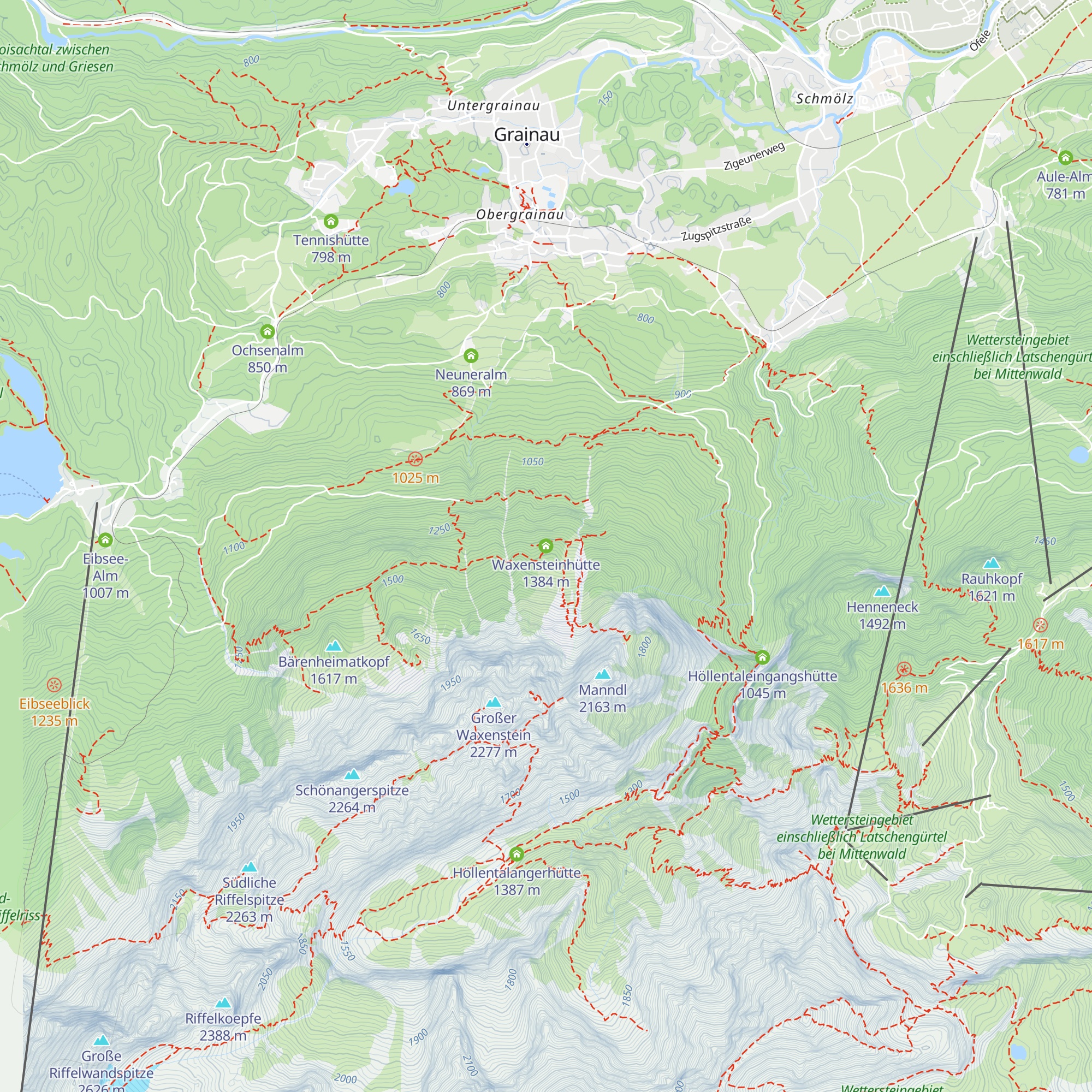 Waxensteinhütte map