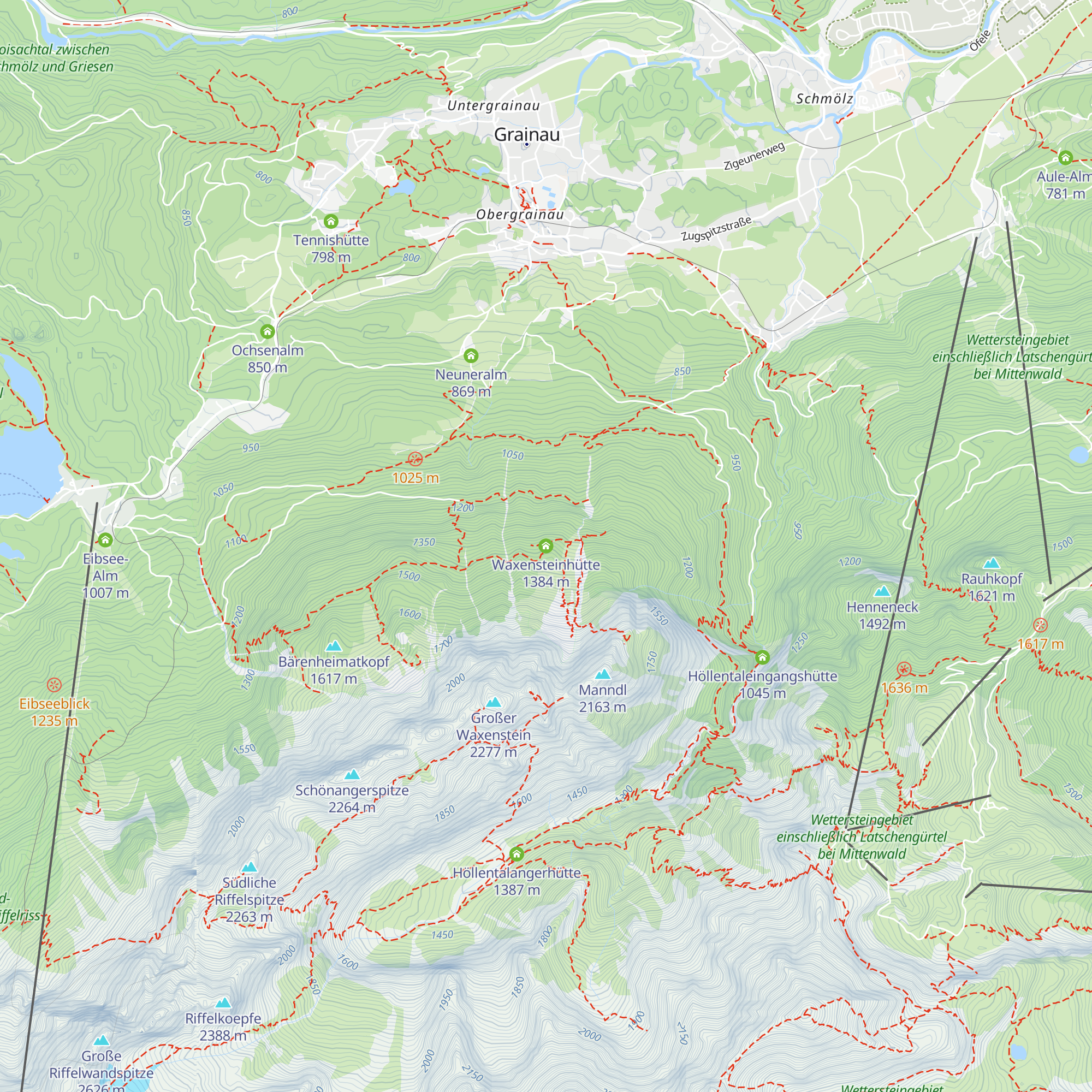 Waxensteinhütte map