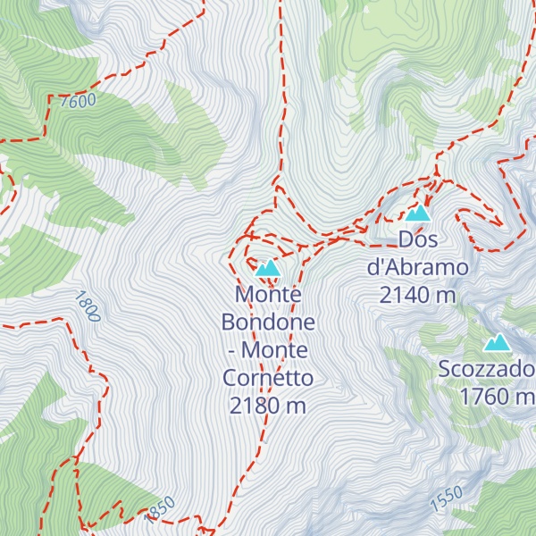 Map of Monte Bondone - Monte Cornetto