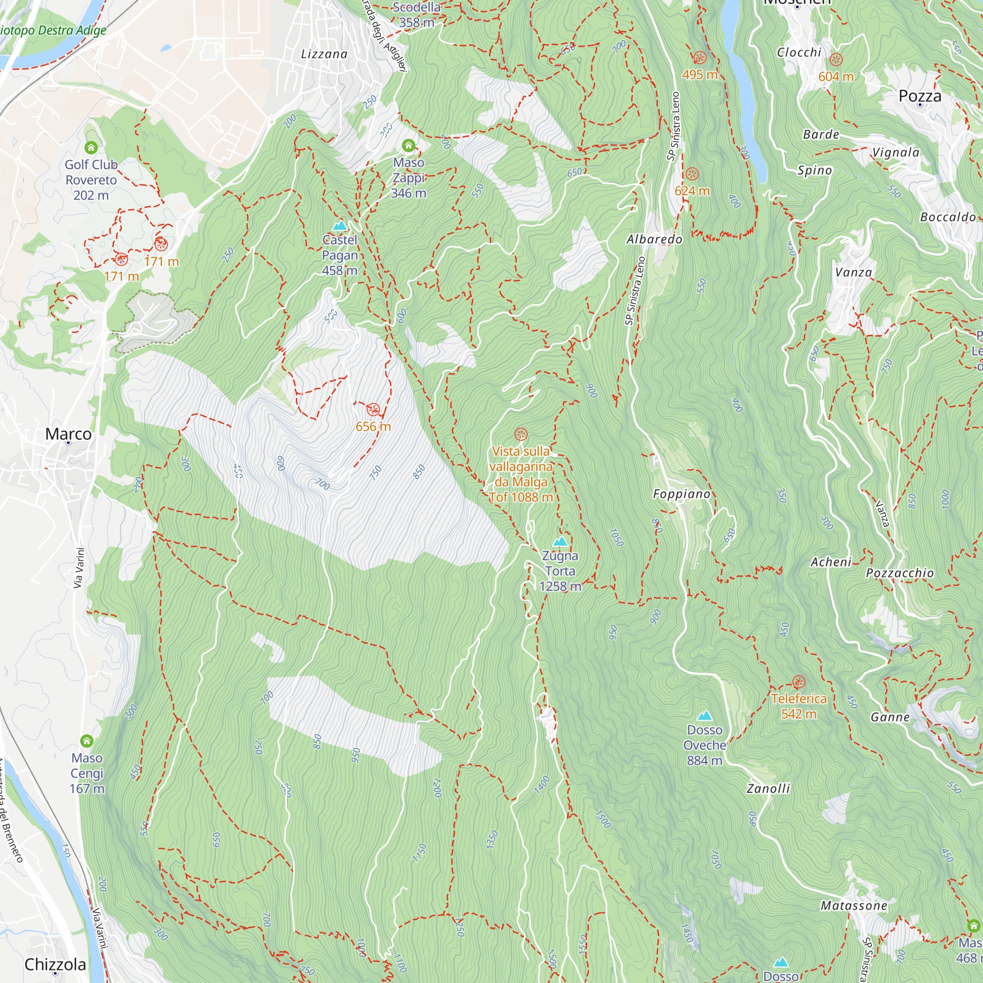 Malga Tof map
