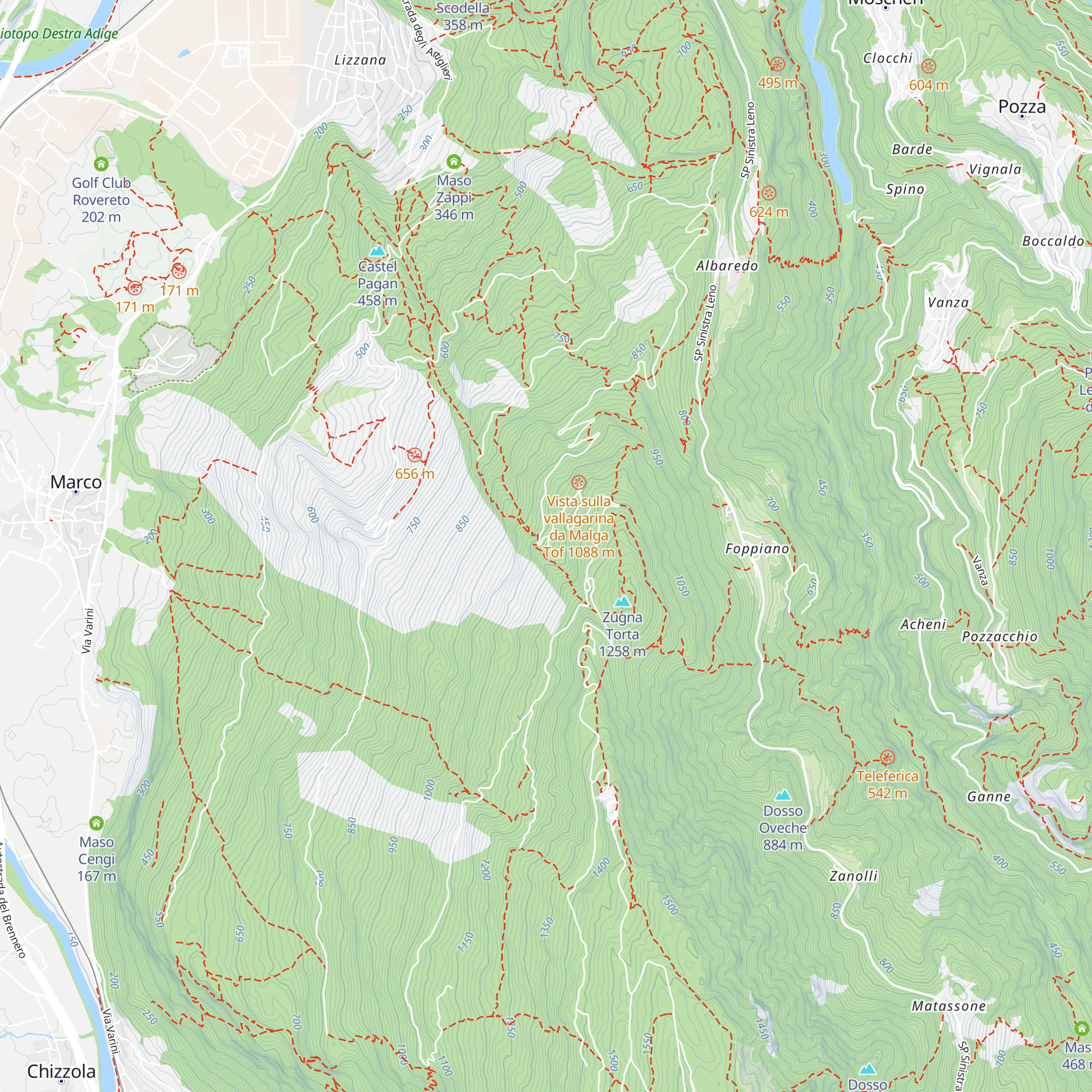 Malga Tof map