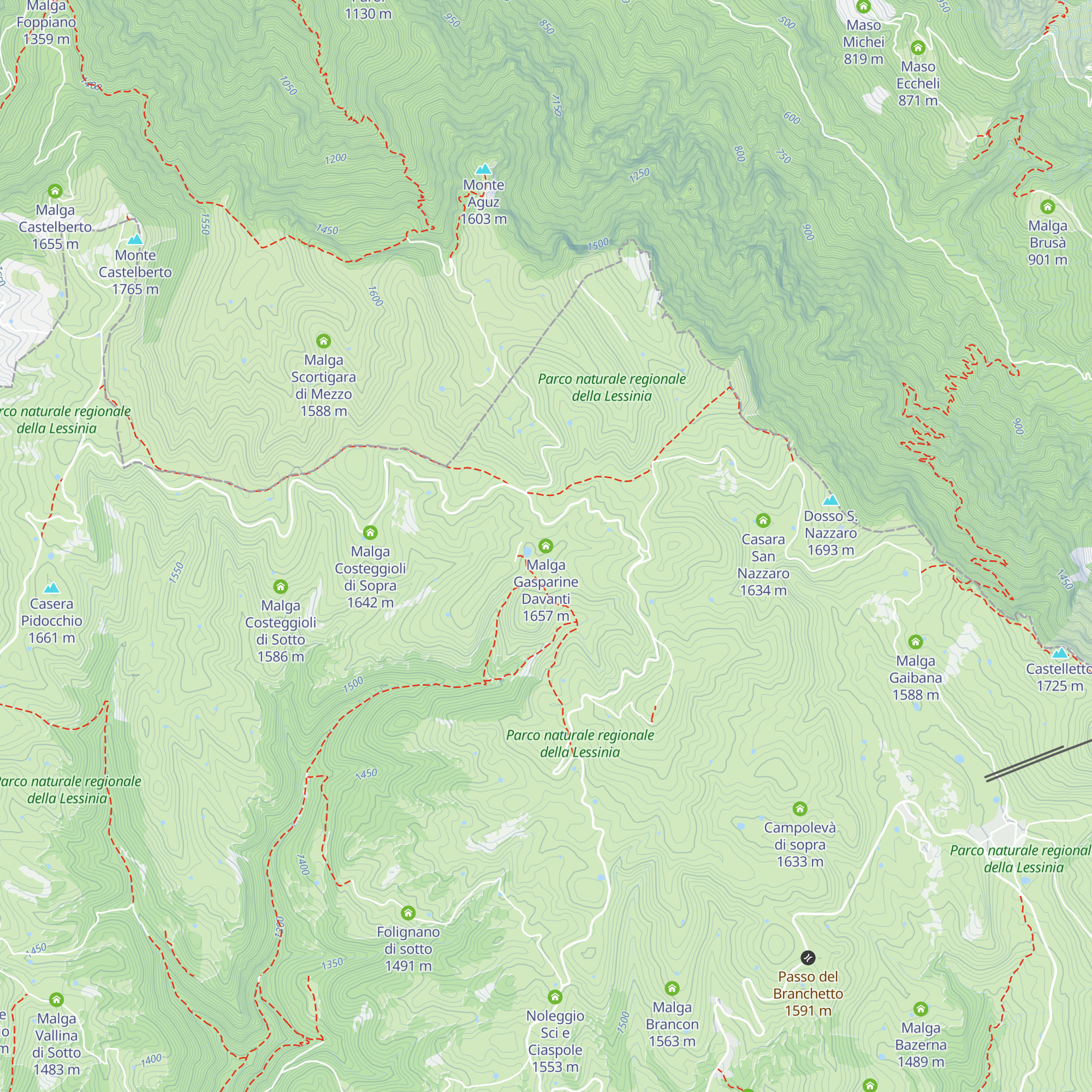 Malga Gasparine Davanti map