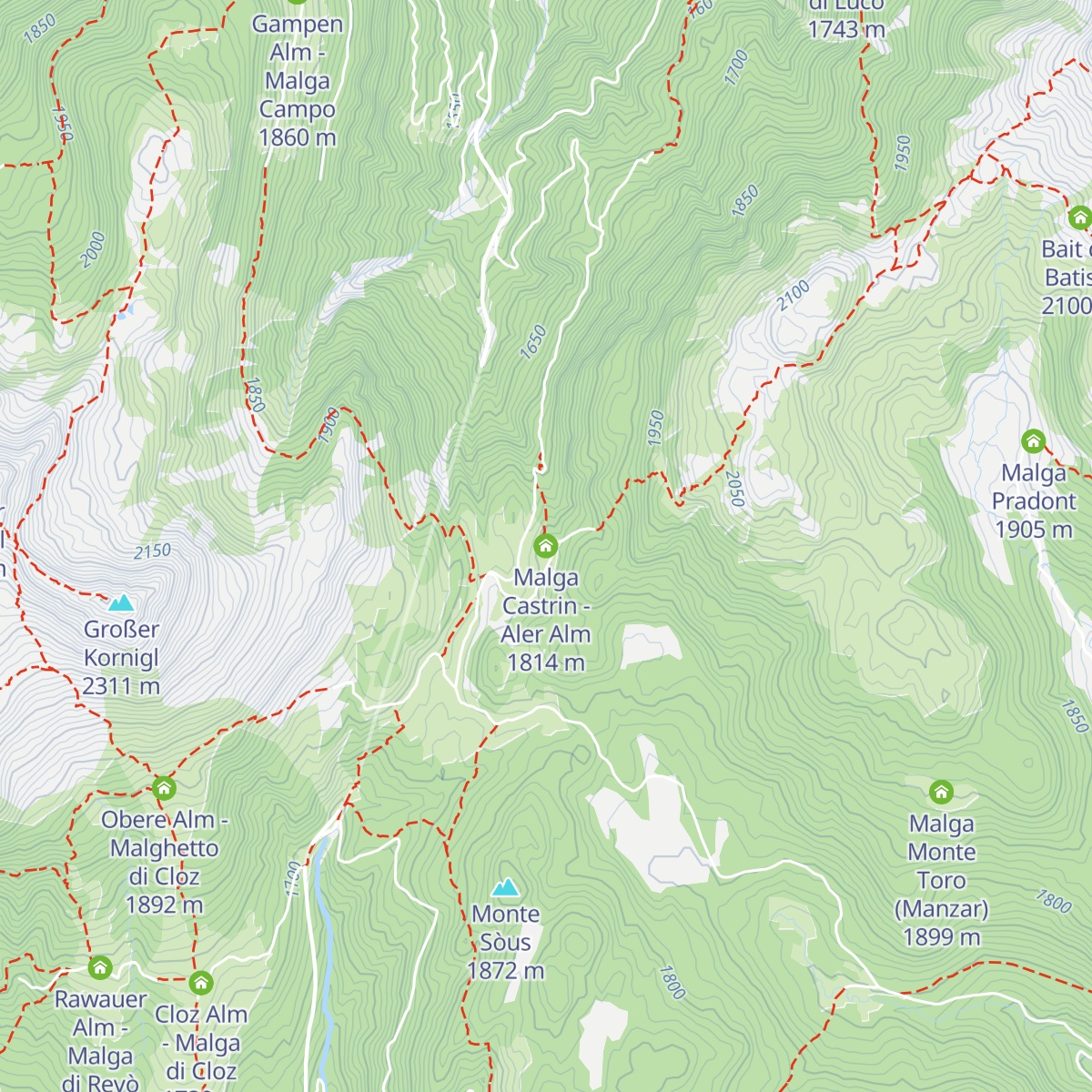 Malga Castrin - Aler Alm map