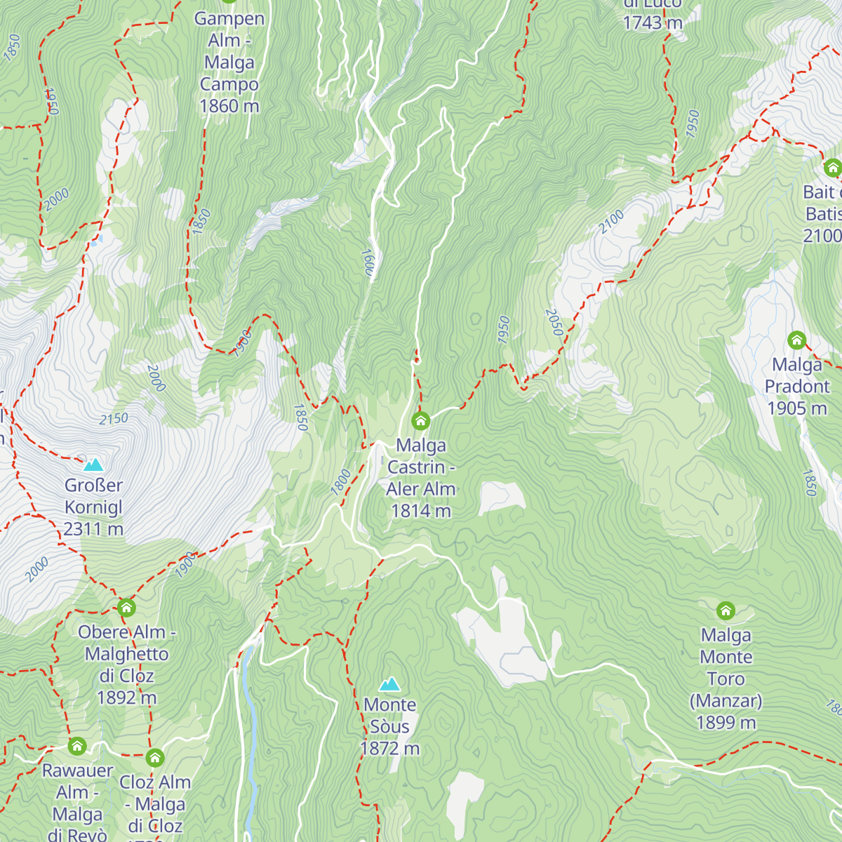 Malga Castrin - Aler Alm map