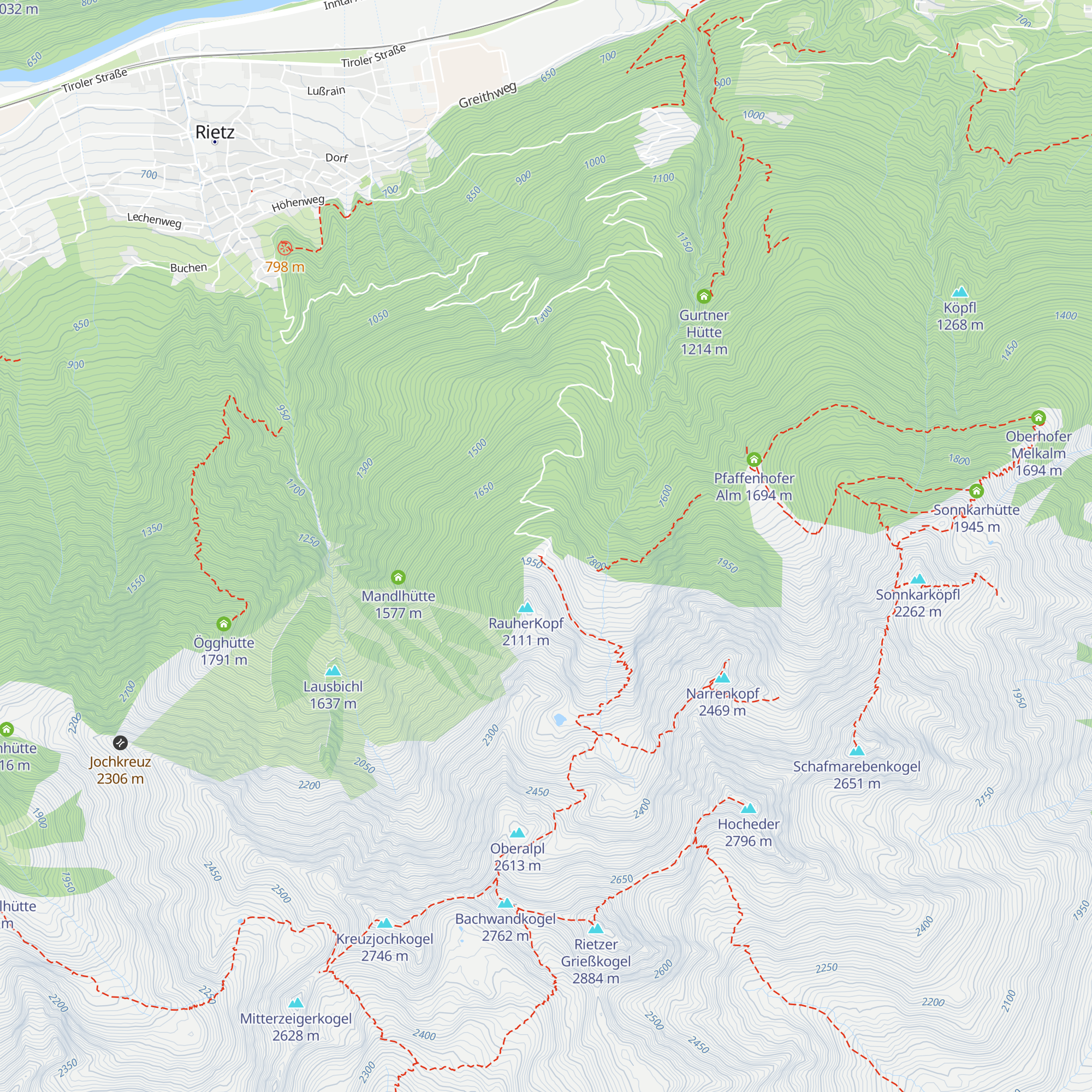 Peter-Anich-Hütte map