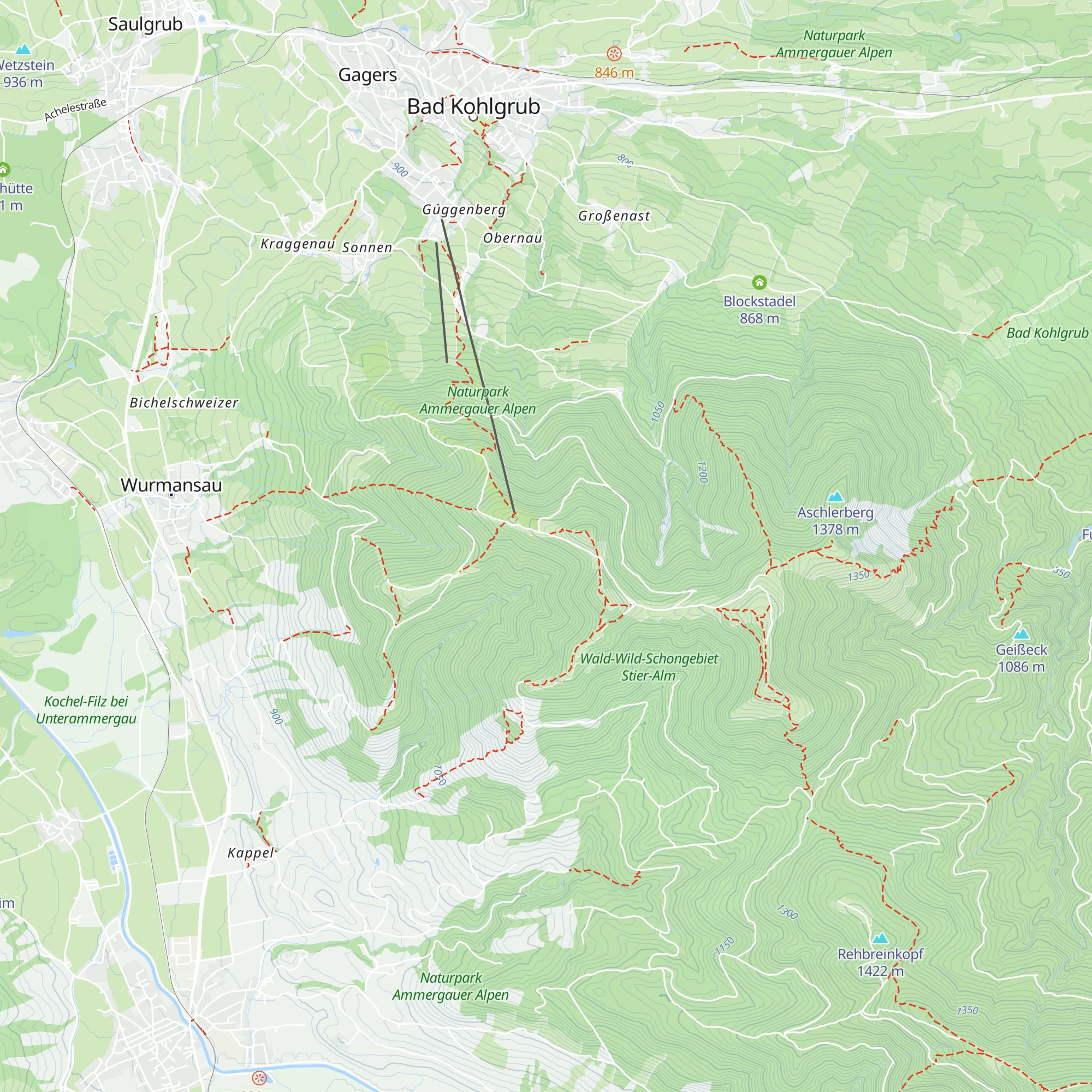 Peißenberger Hörnlehütte map