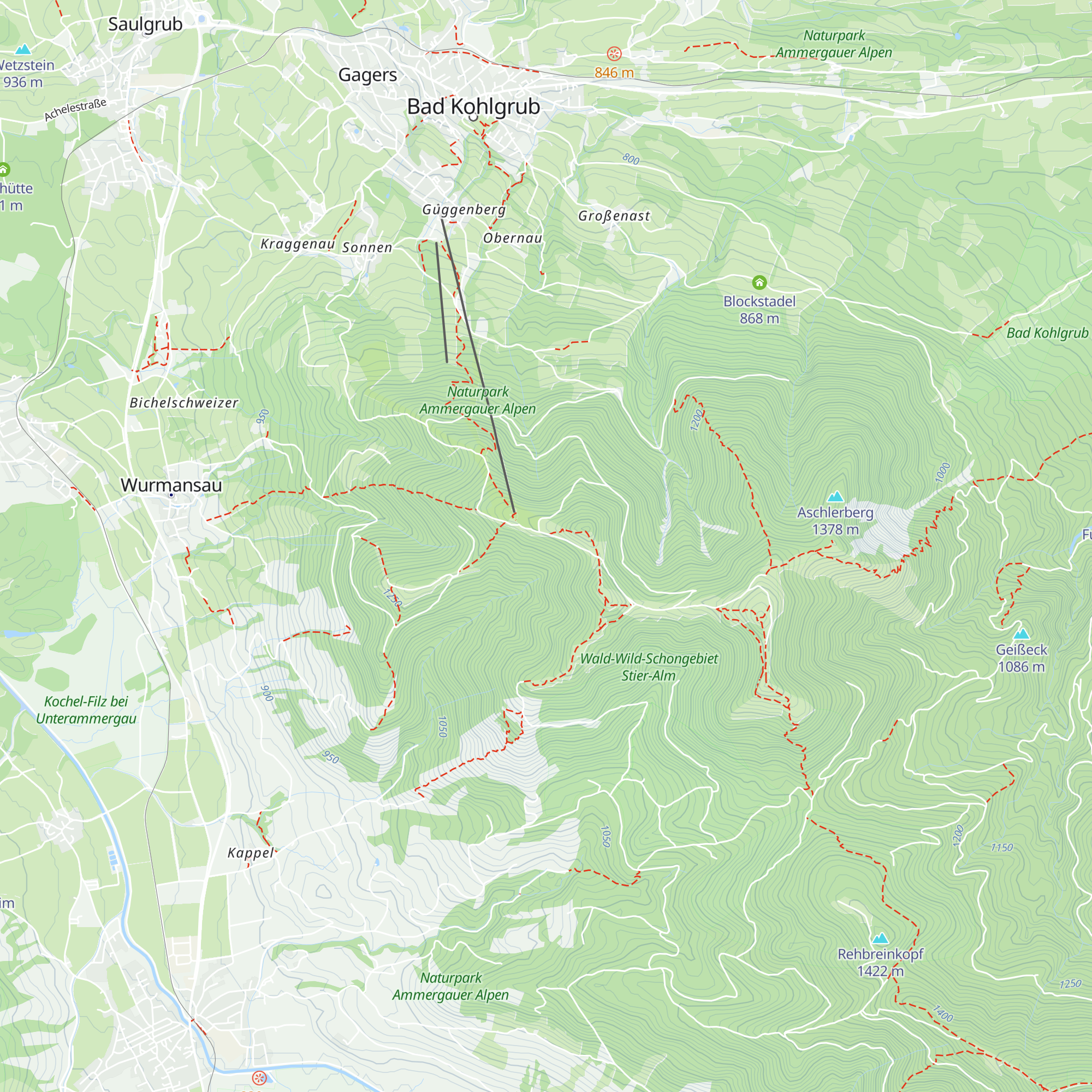Peißenberger Hörnlehütte map