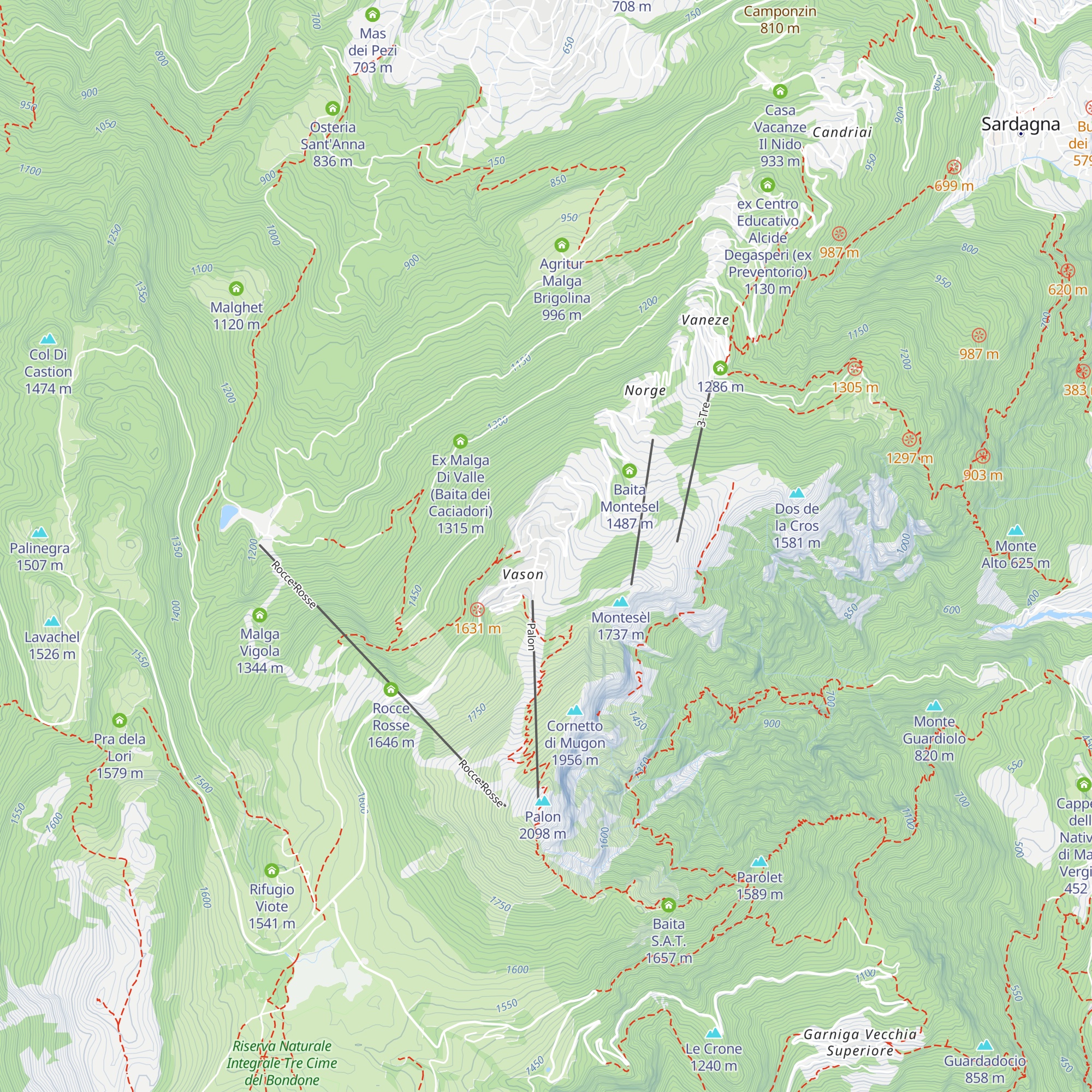 Capanna Palon map