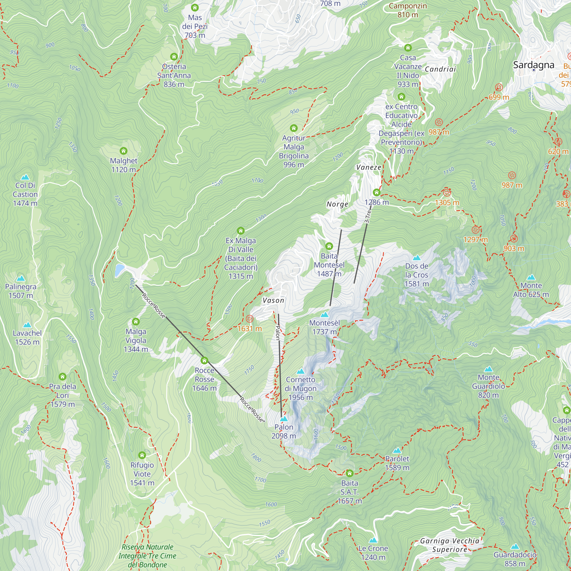 Capanna Palon map