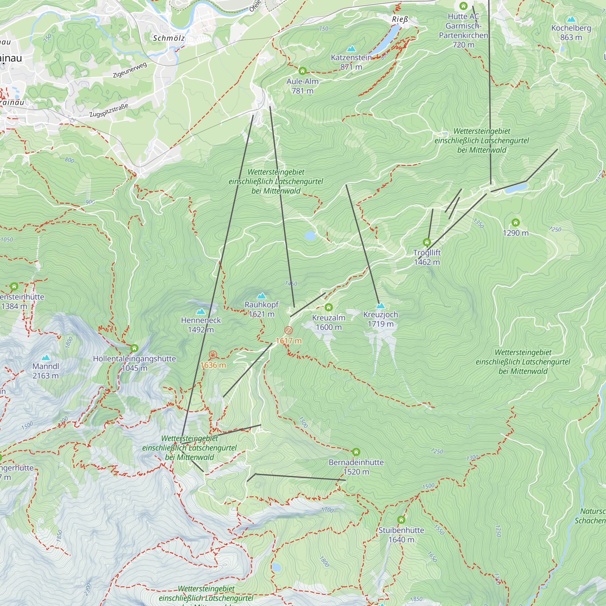 Bergwachthütte Kreuzeck map