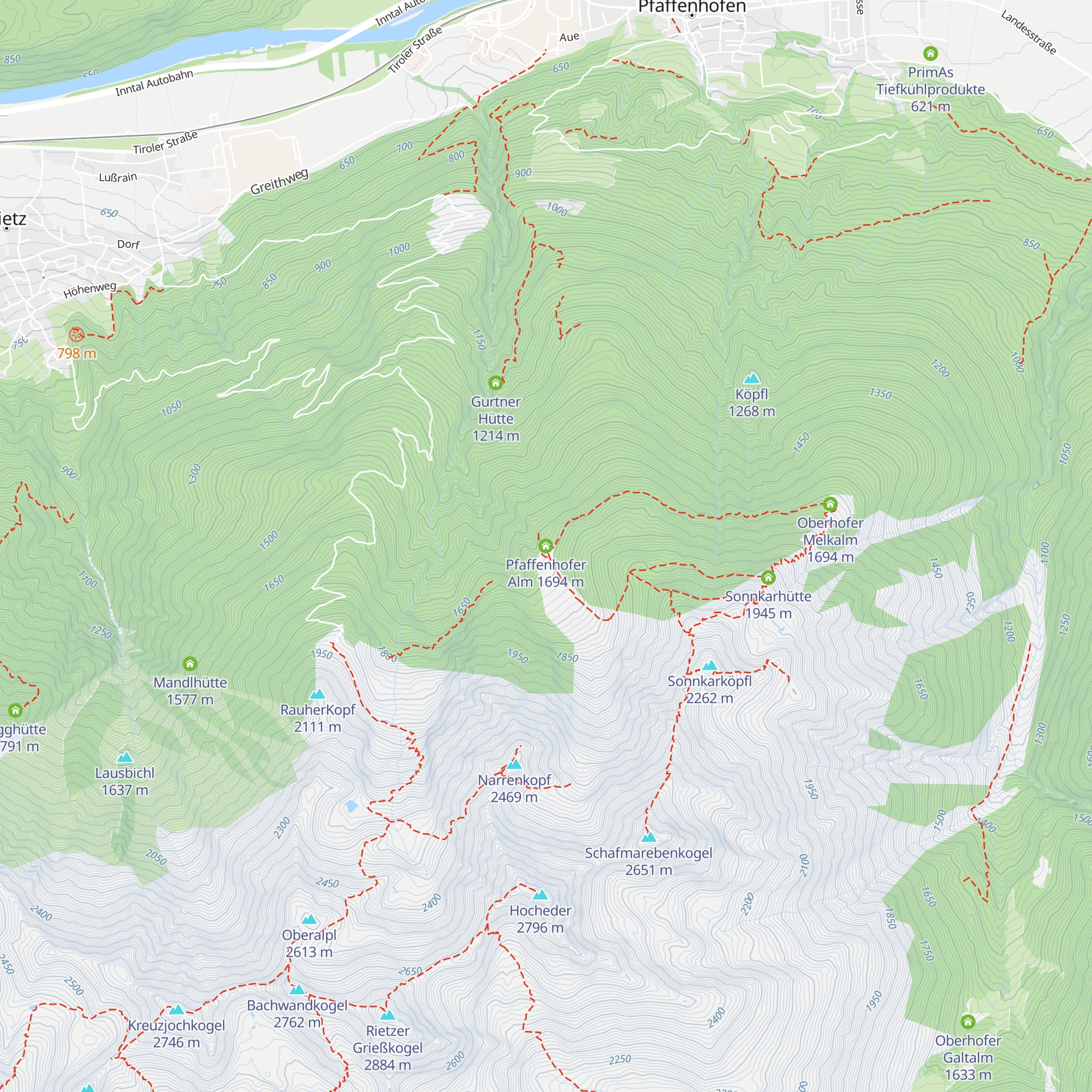 Pfaffenhofer Alm map