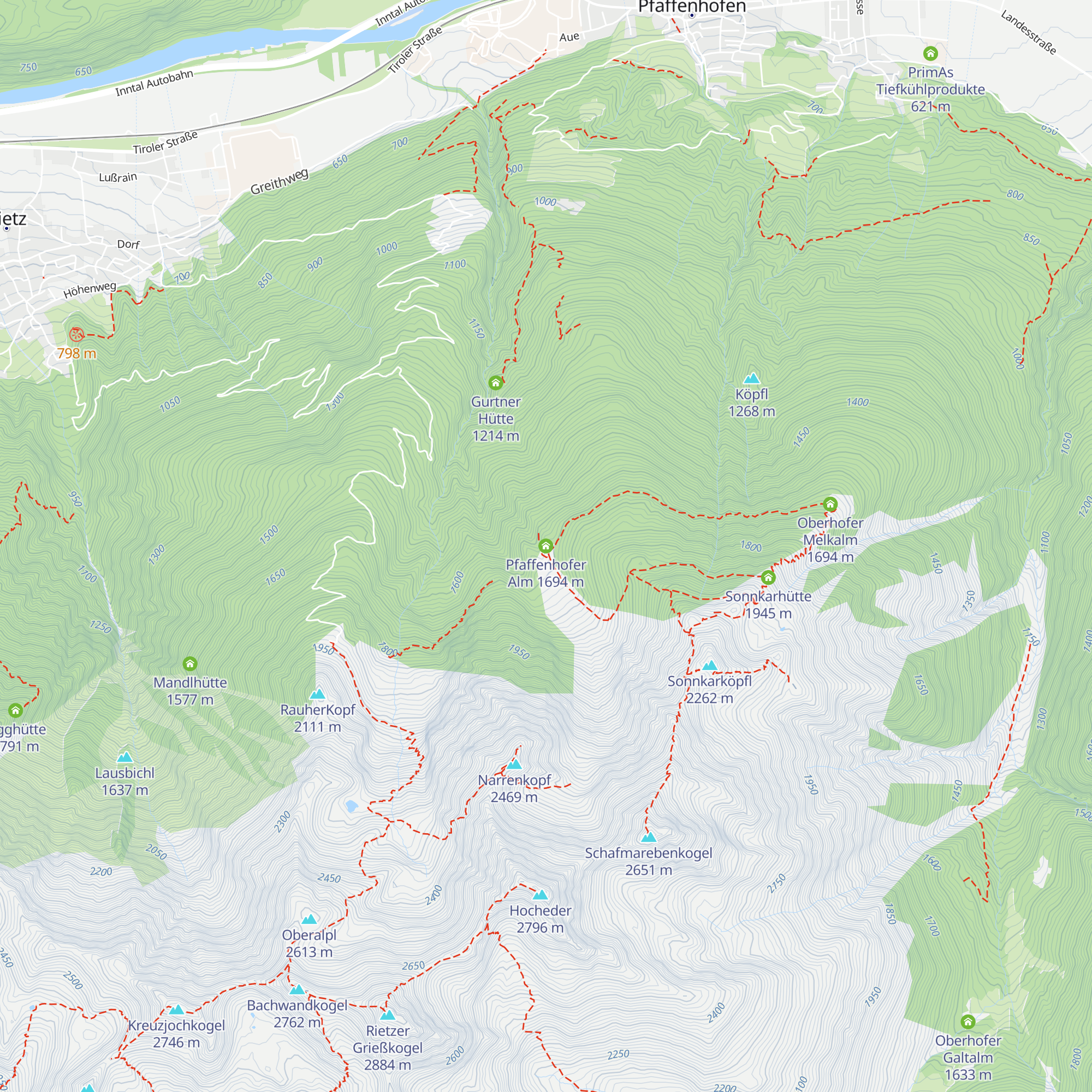 Pfaffenhofer Alm map