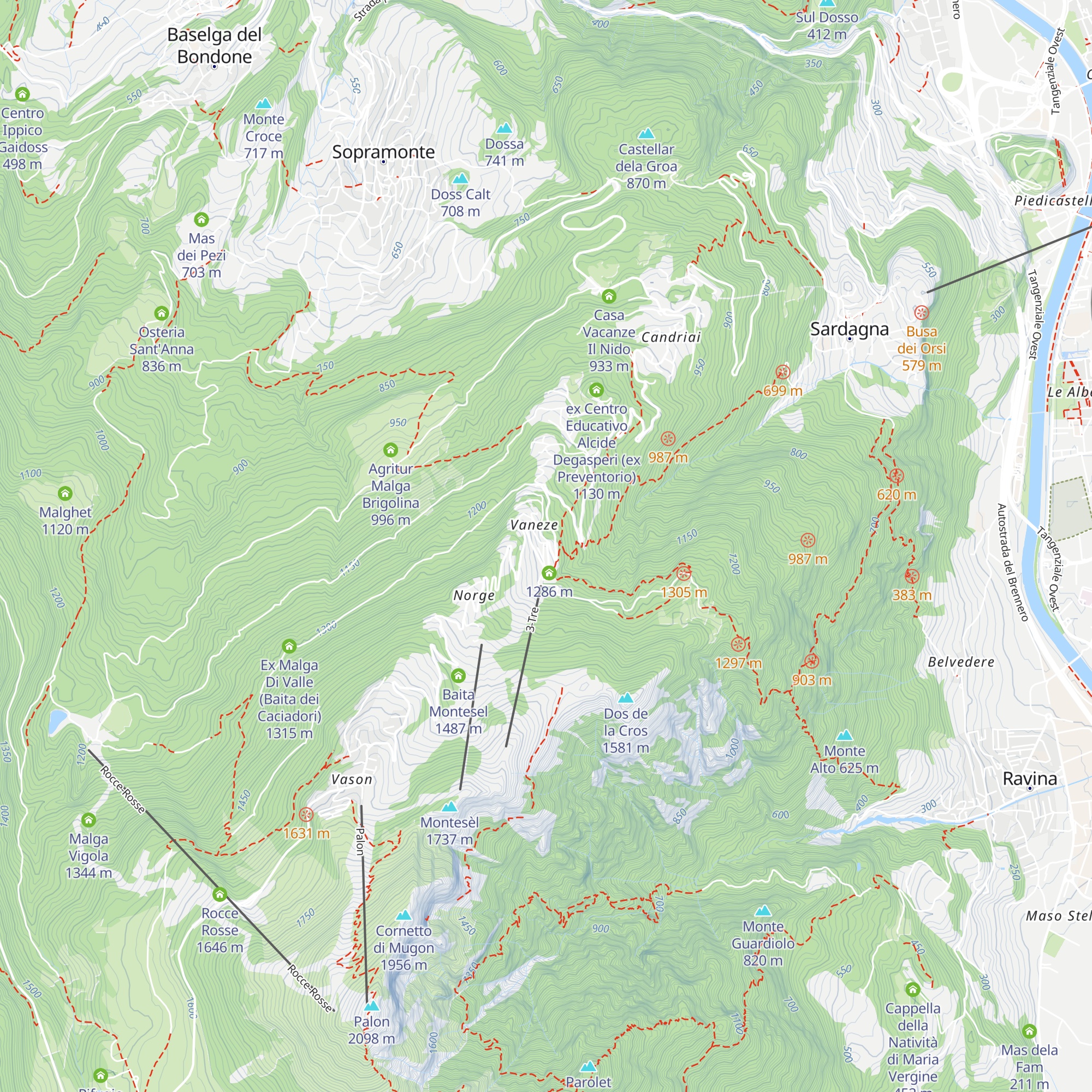 Capanna Bondone map