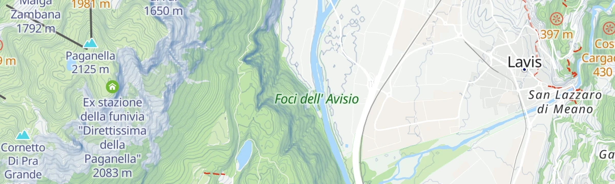 Map of the start of Falesia di Zambana Vecchia
