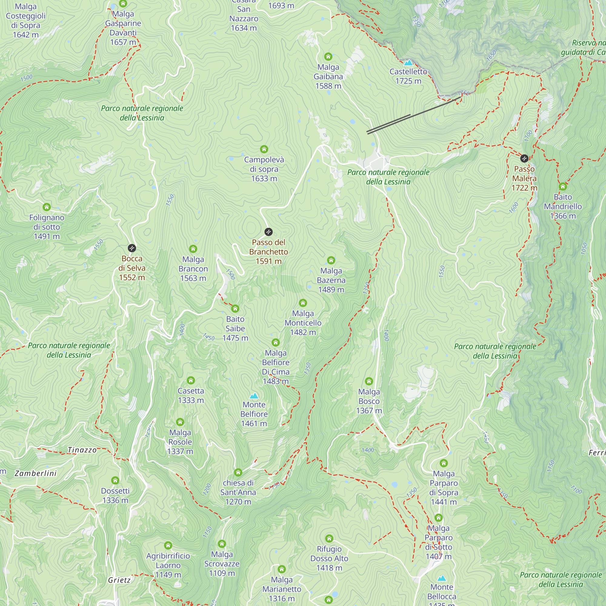 Malga Monticello map