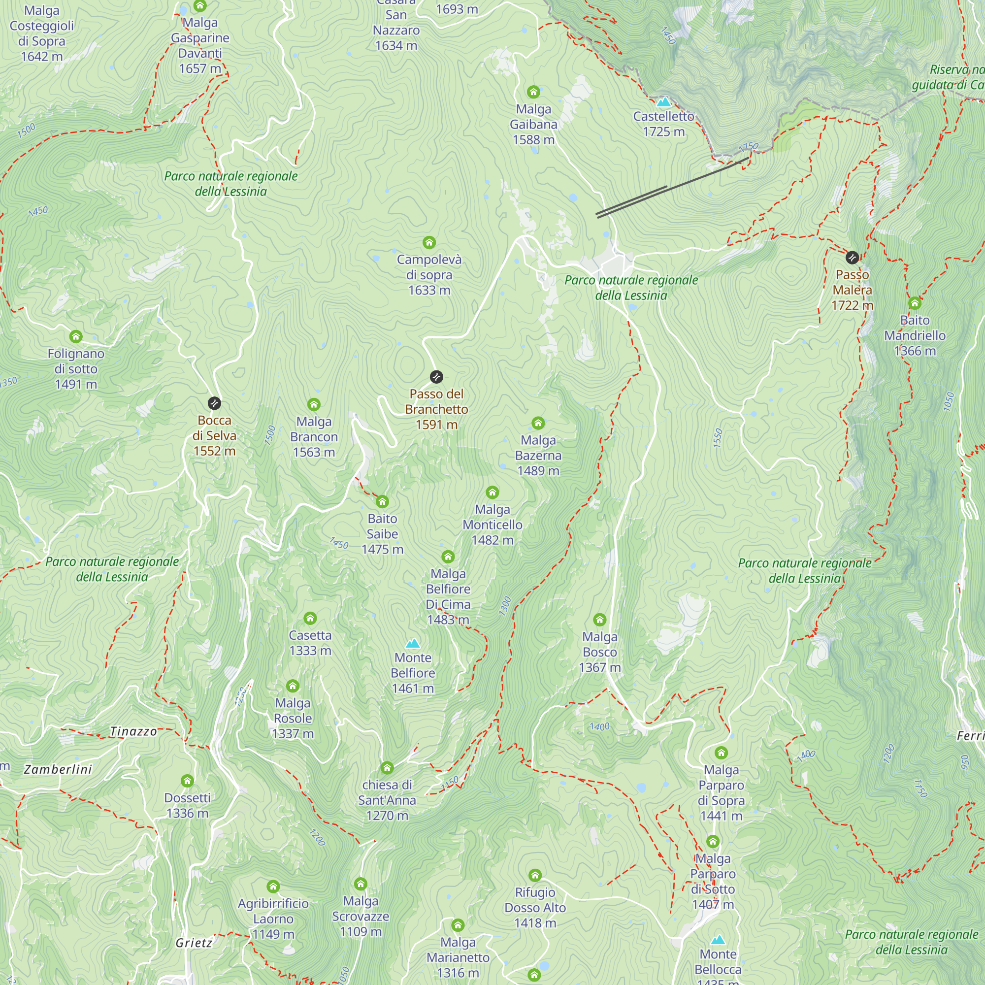 Malga Monticello map