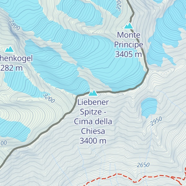 Map of Liebener Spitze - Cima della Chiesa
