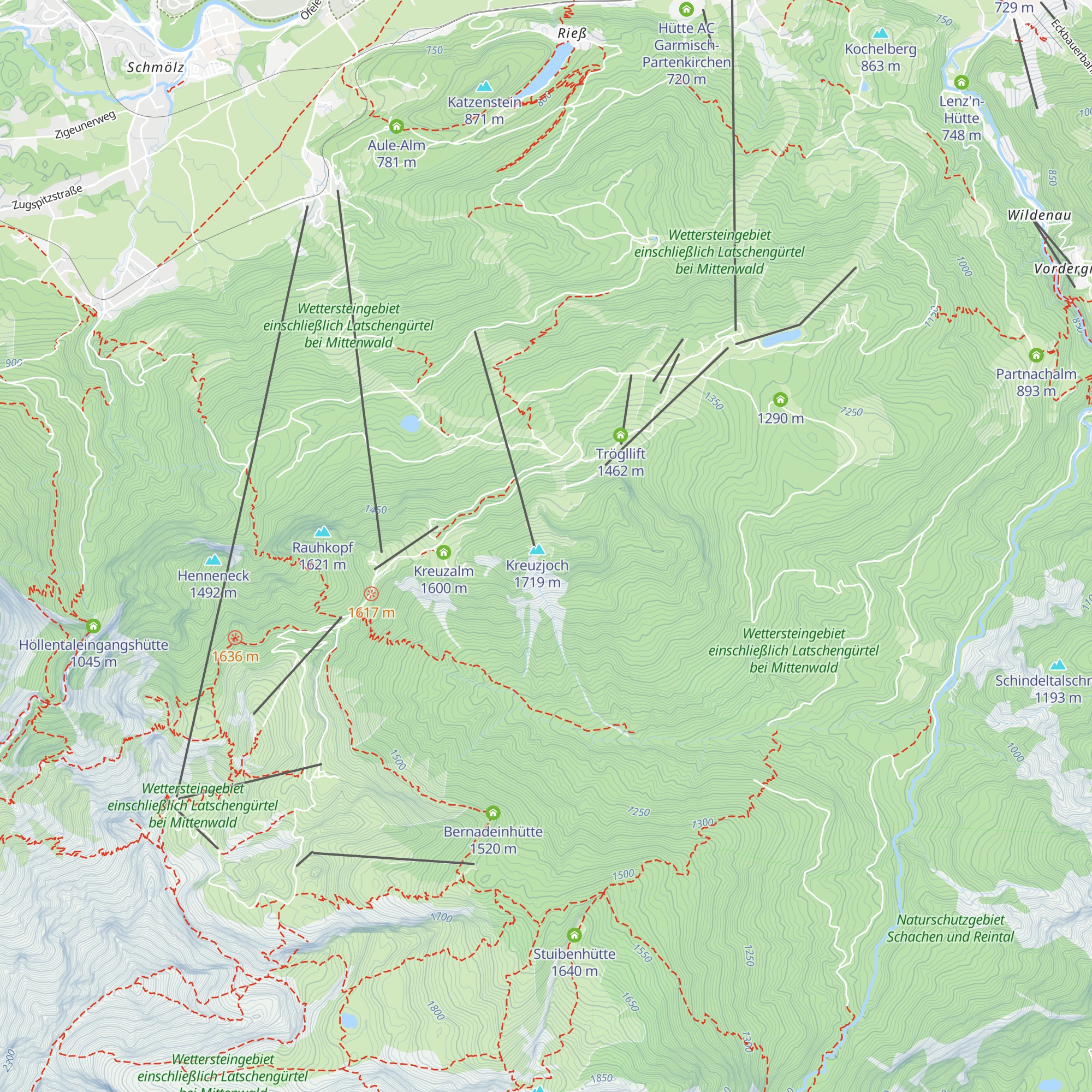 Kandaharhütte/Starthaus, Ski-Club Garmisch map