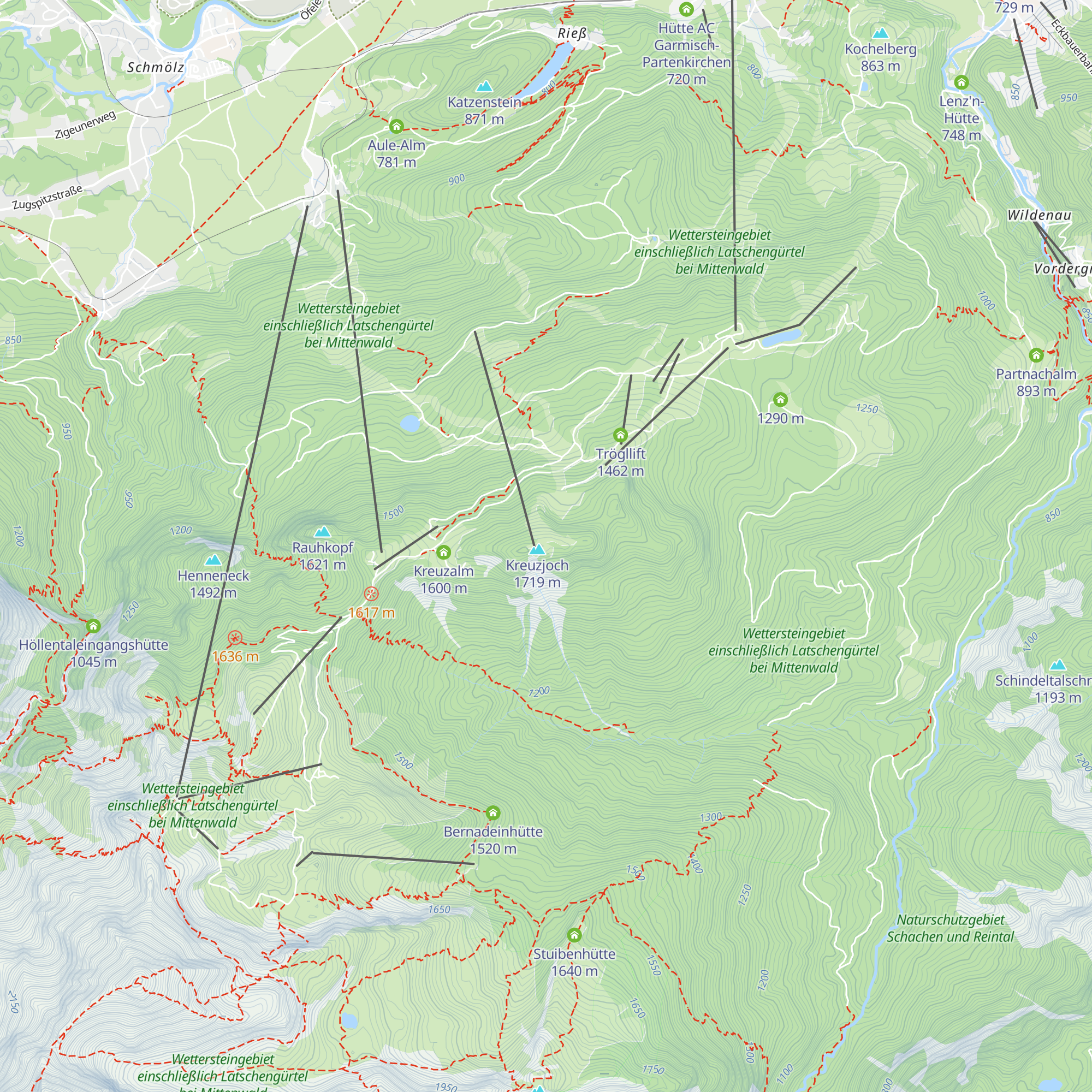 Kandaharhütte/Starthaus, Ski-Club Garmisch map