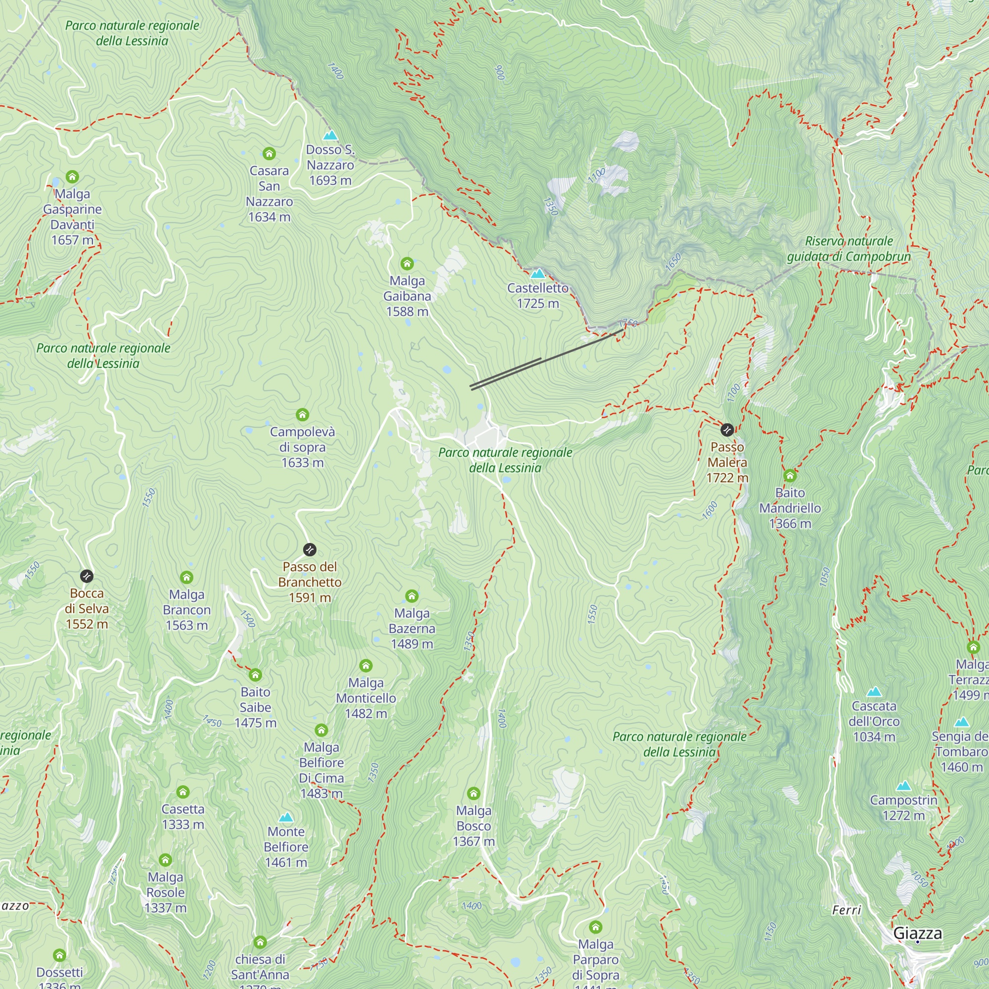 Malga Campegno map
