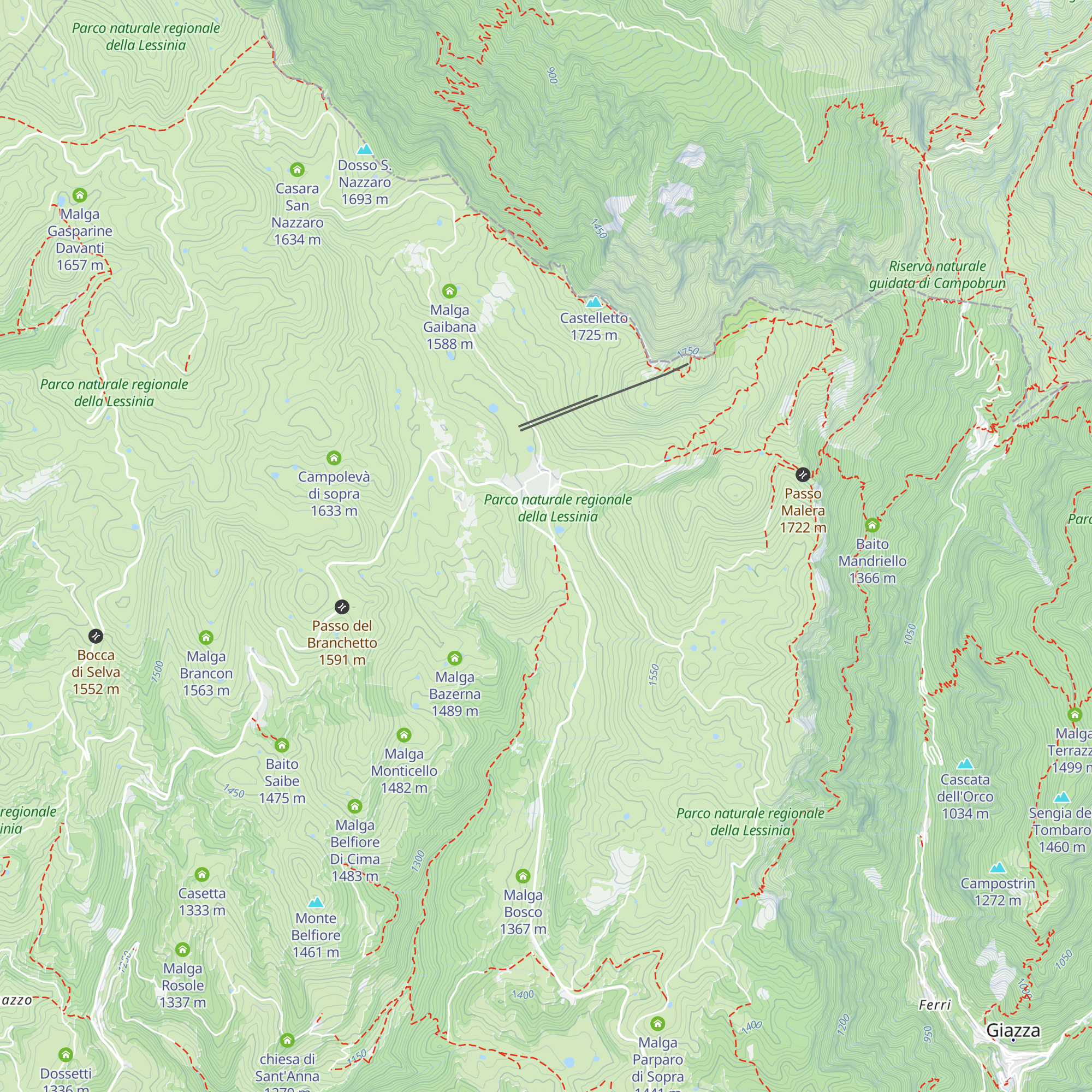 Malga Campegno map