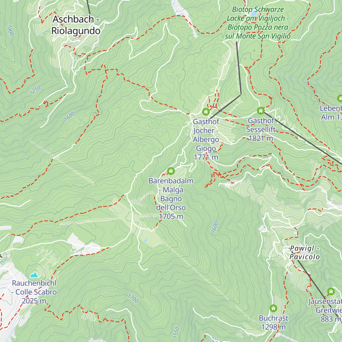 Bärenbadalm - Malga Bagno dell'Orso map