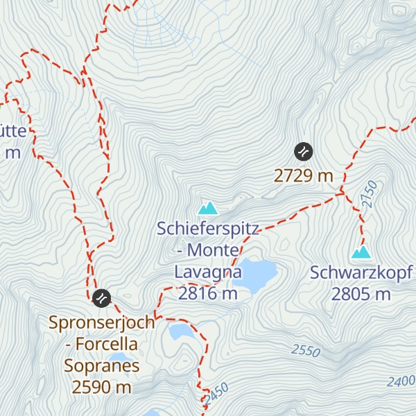 Map of Schieferspitz - Monte Lavagna
