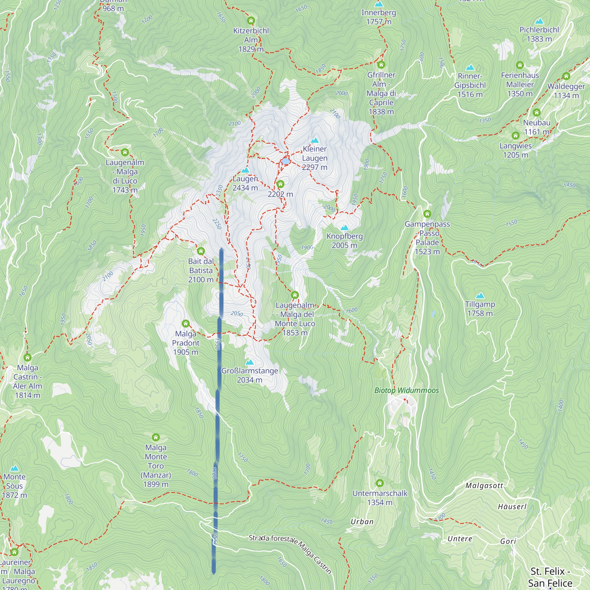 Laugenalm - Malga del Monte Luco map