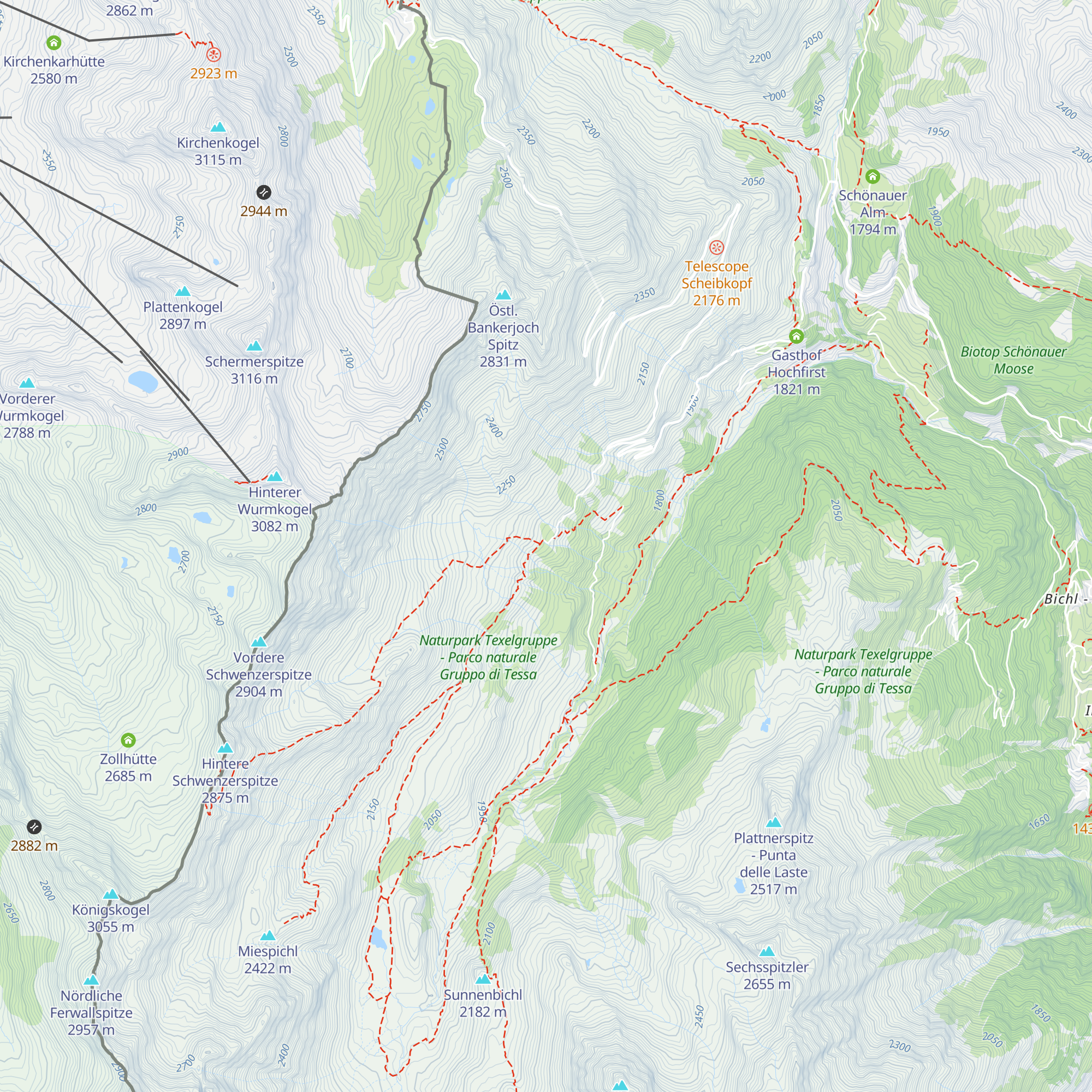 Obere Glaneggalm - Malga Dosso Piccolo map