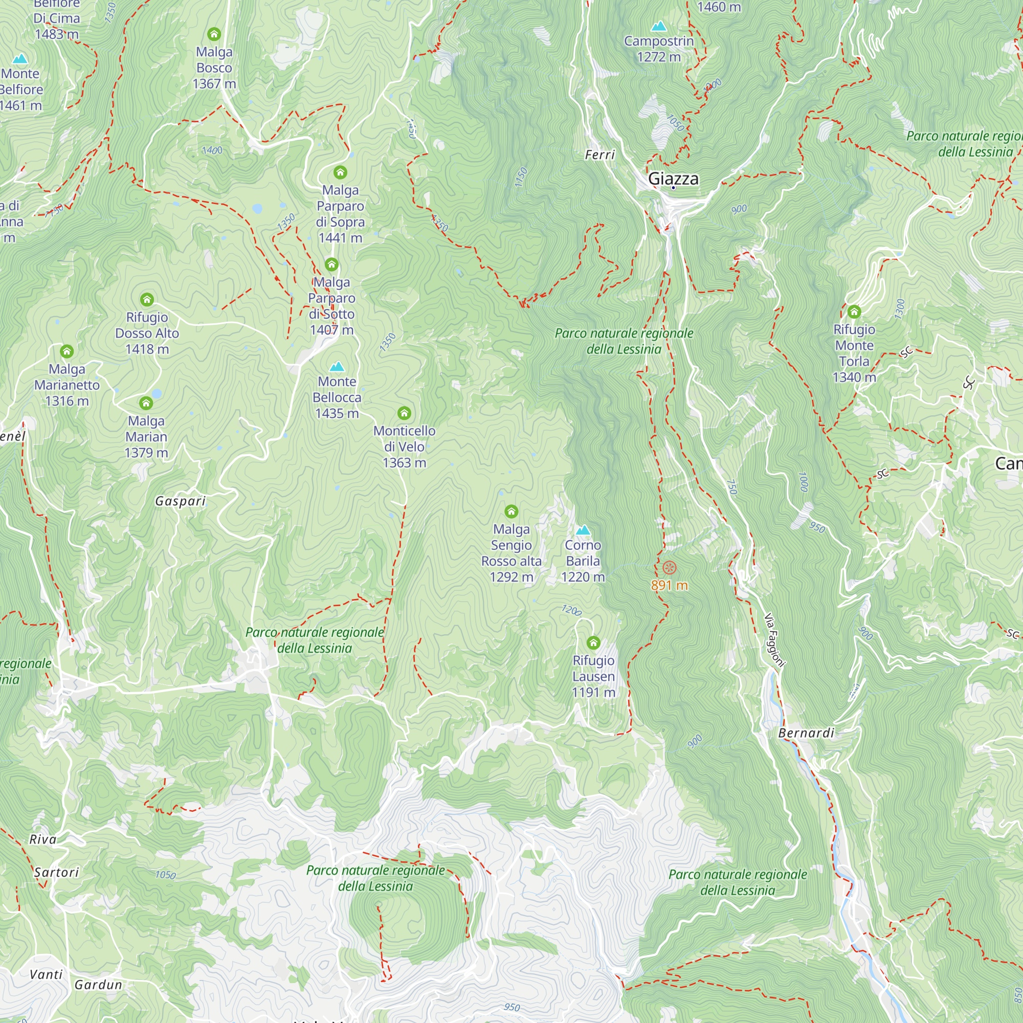 Malga Sengio Rosso alta map