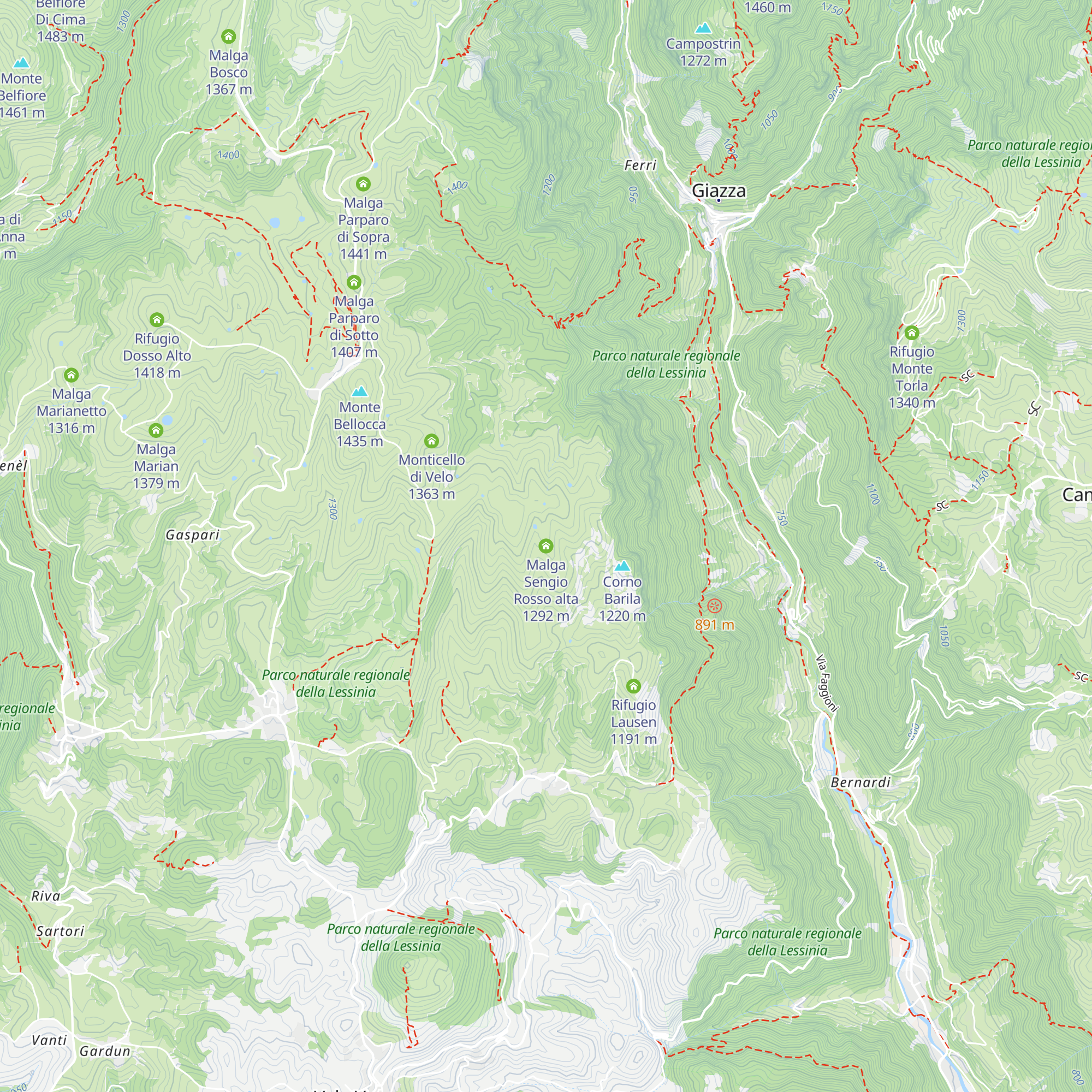 Malga Sengio Rosso alta map