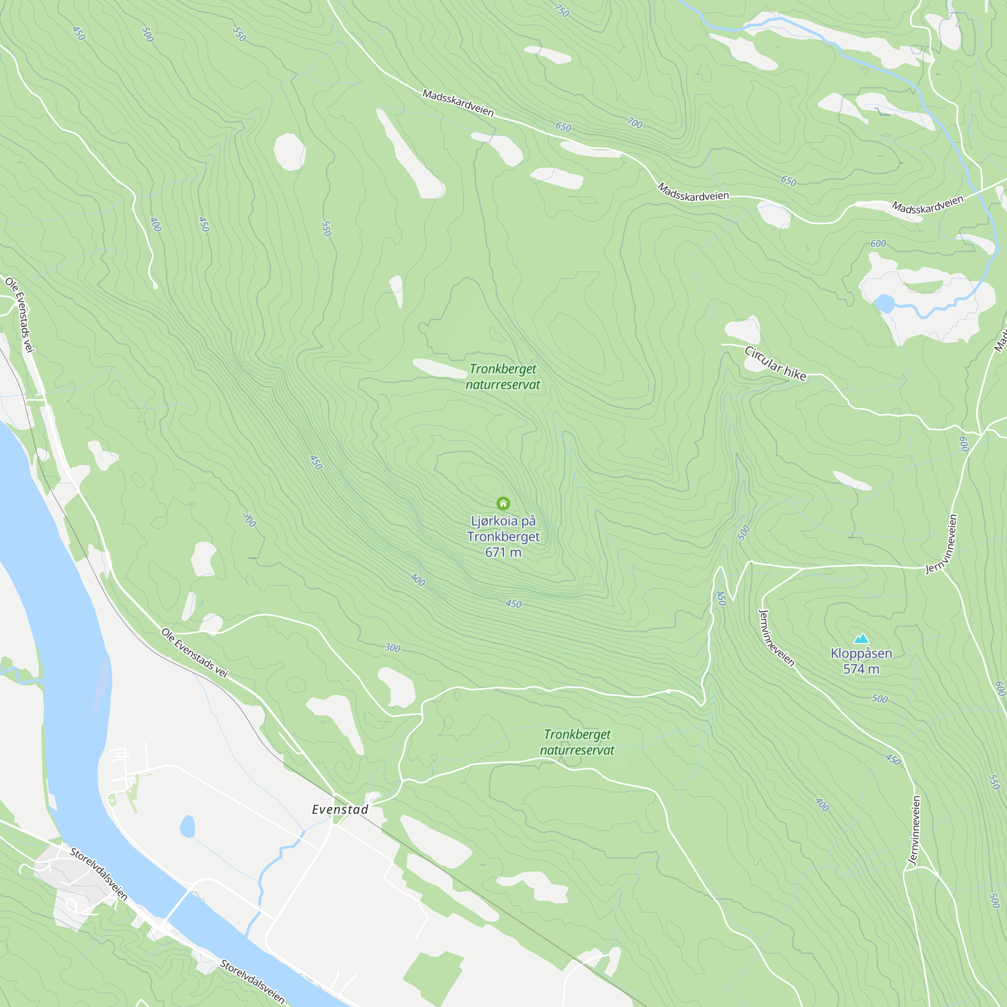 Ljørkoia på Tronkberget map