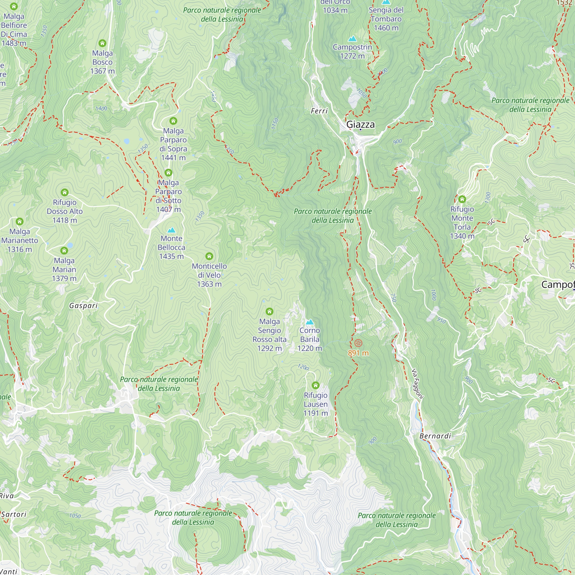 Malga Sengio Rosso bassa map