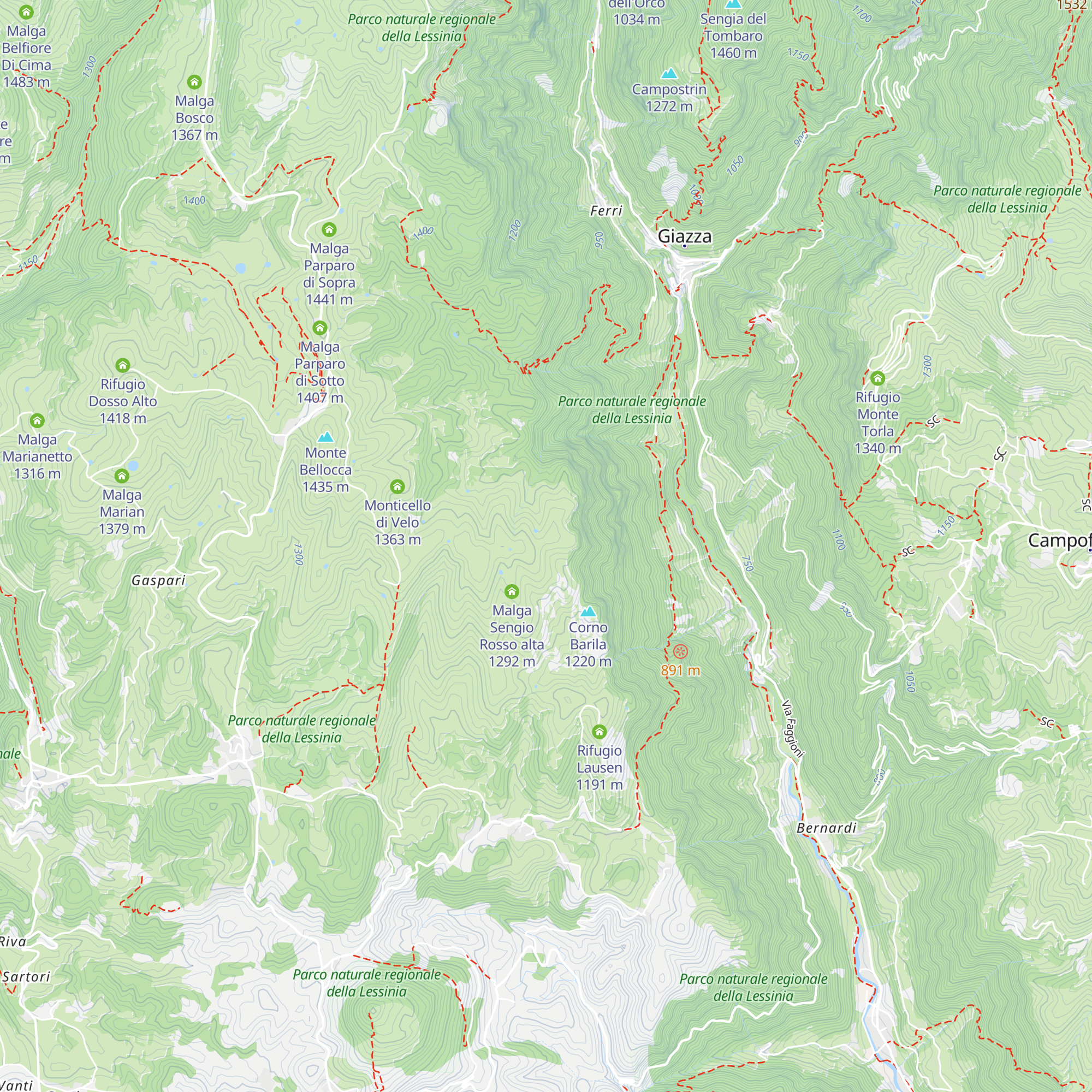 Malga Sengio Rosso bassa map